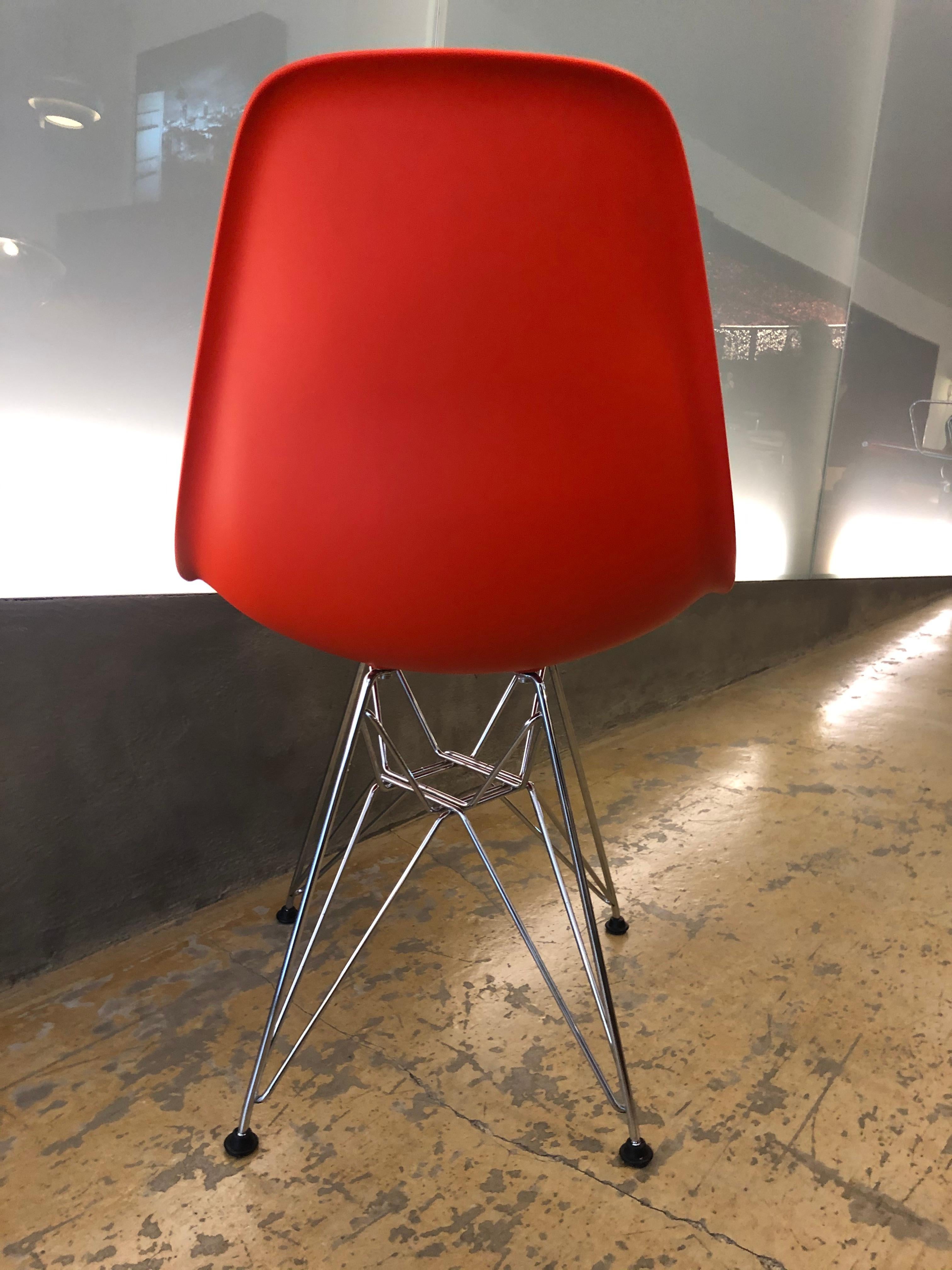 Danish Eames Plastic Red Chair, Vitra For Sale