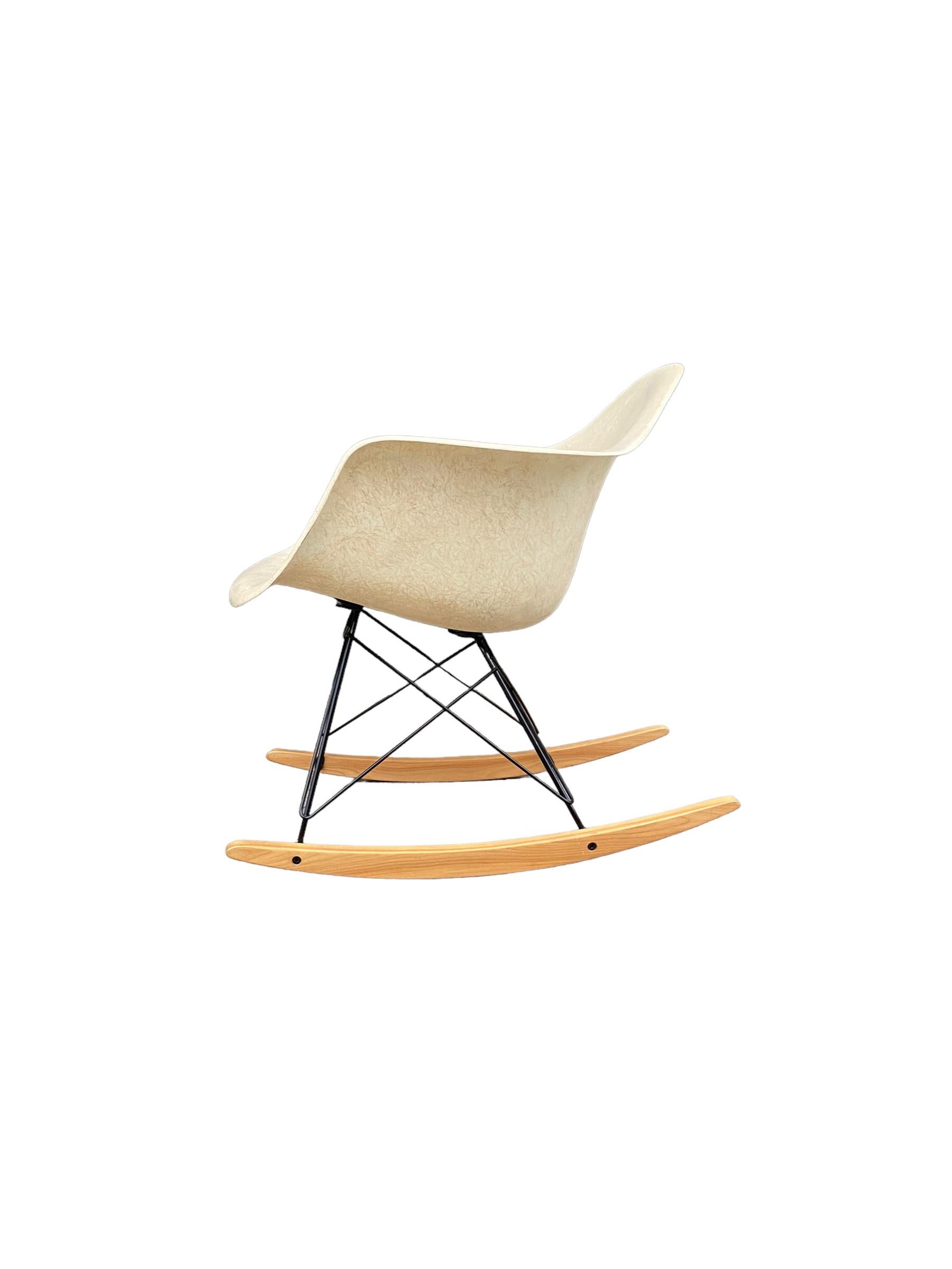 Molded Eames RAR Parchment Rocking Chair for Herman Miller For Sale