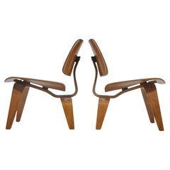 Eames Rare Matched Pair of Walnut LCW Lounge Chairs