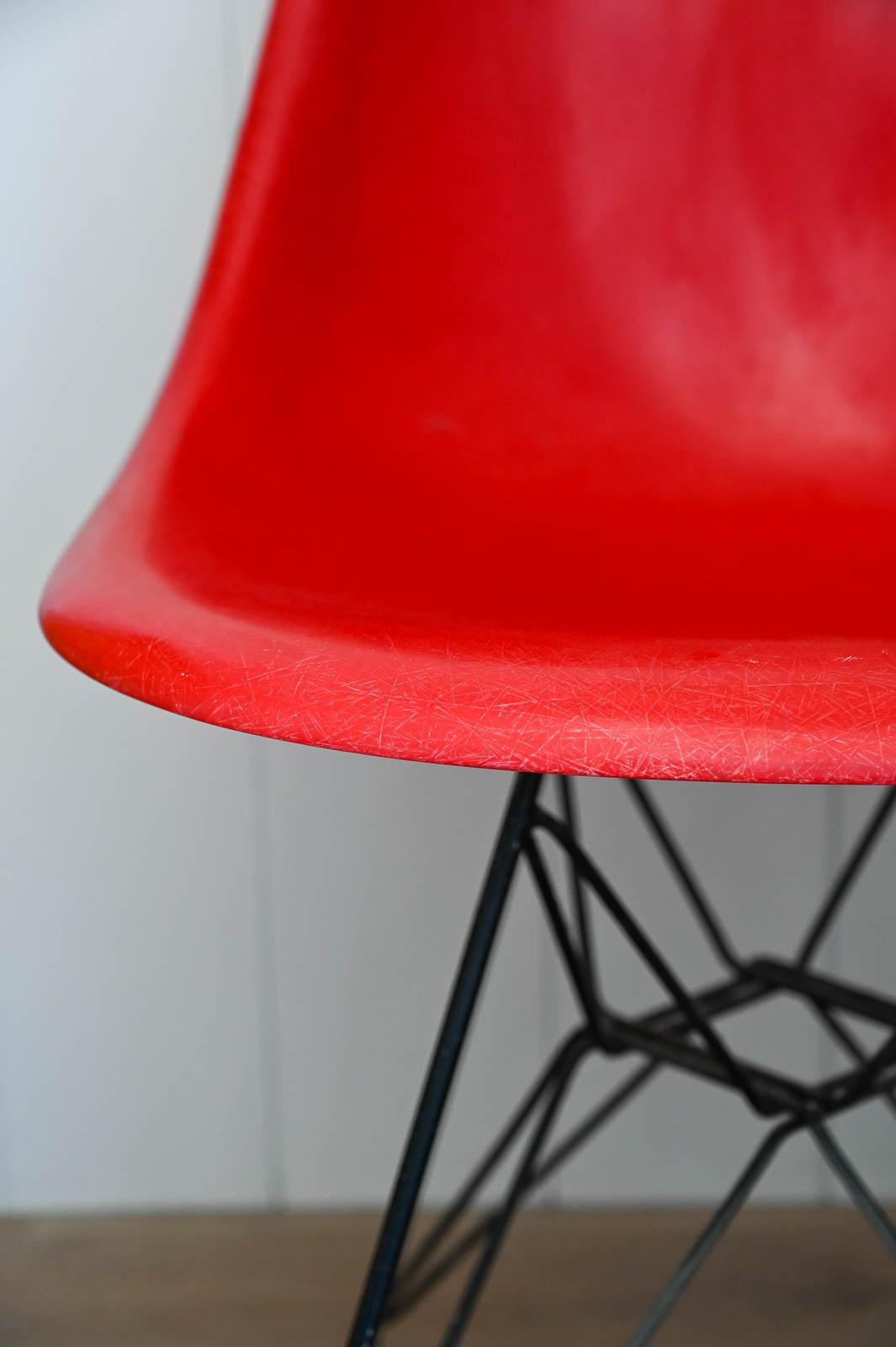 Mid-Century Modern Eames Red Fiberglass DSR for Herman Miller, ca. 1970 For Sale