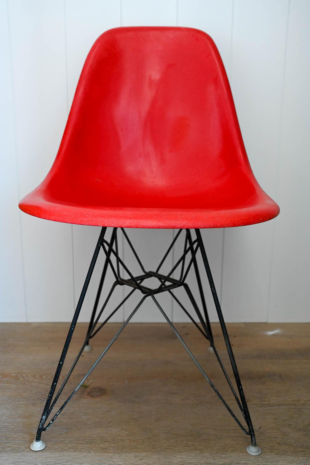 American Eames Red Fiberglass DSR for Herman Miller, ca. 1970 For Sale
