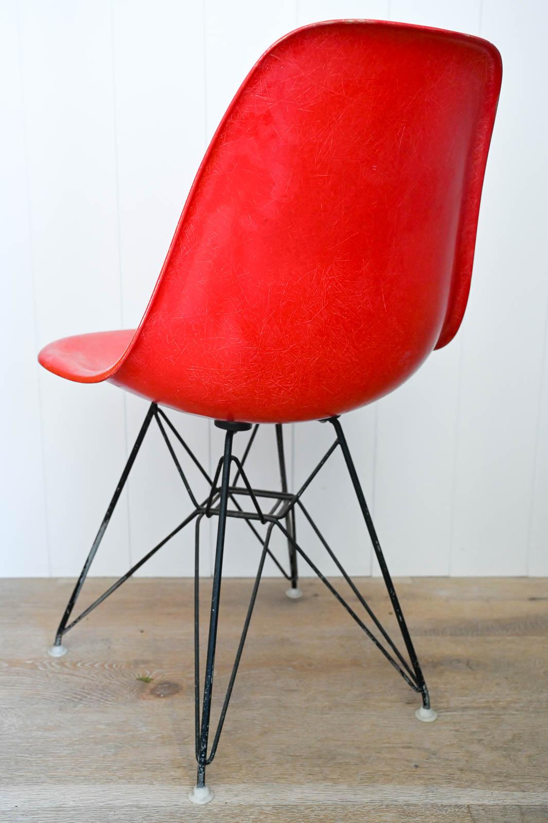 Late 20th Century Eames Red Fiberglass DSR for Herman Miller, ca. 1970 For Sale