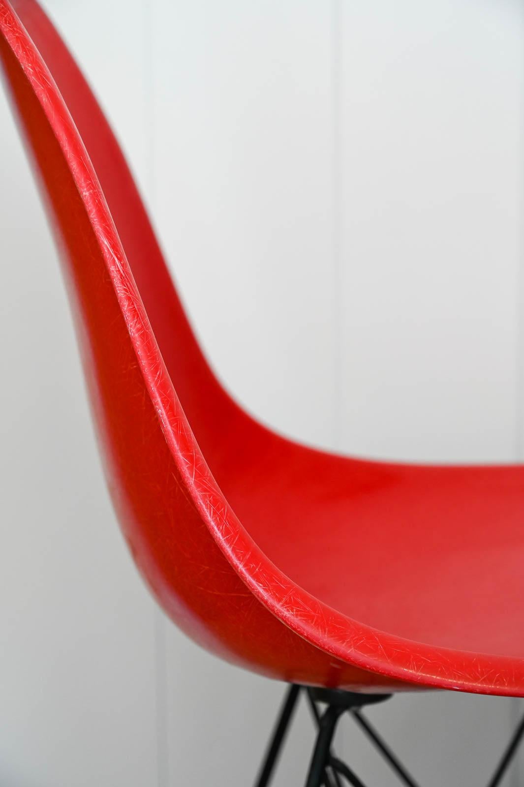 Eames Red Fiberglass DSR for Herman Miller, ca. 1970 For Sale 3