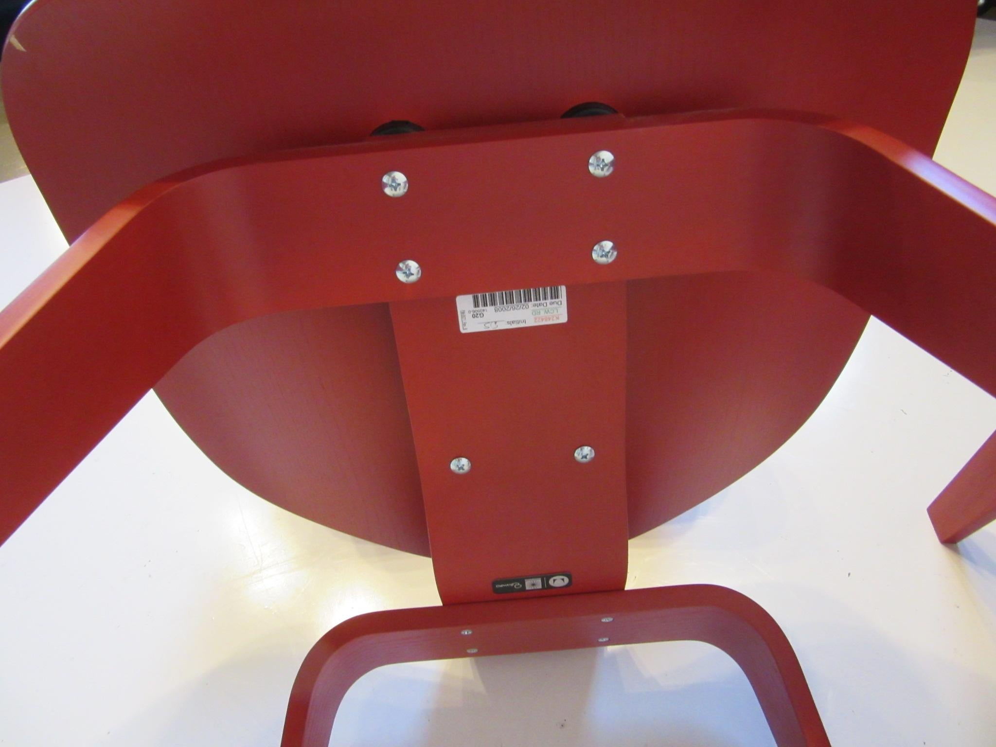 Eames Red LCW Lounge Chairs for Herman Miller 3
