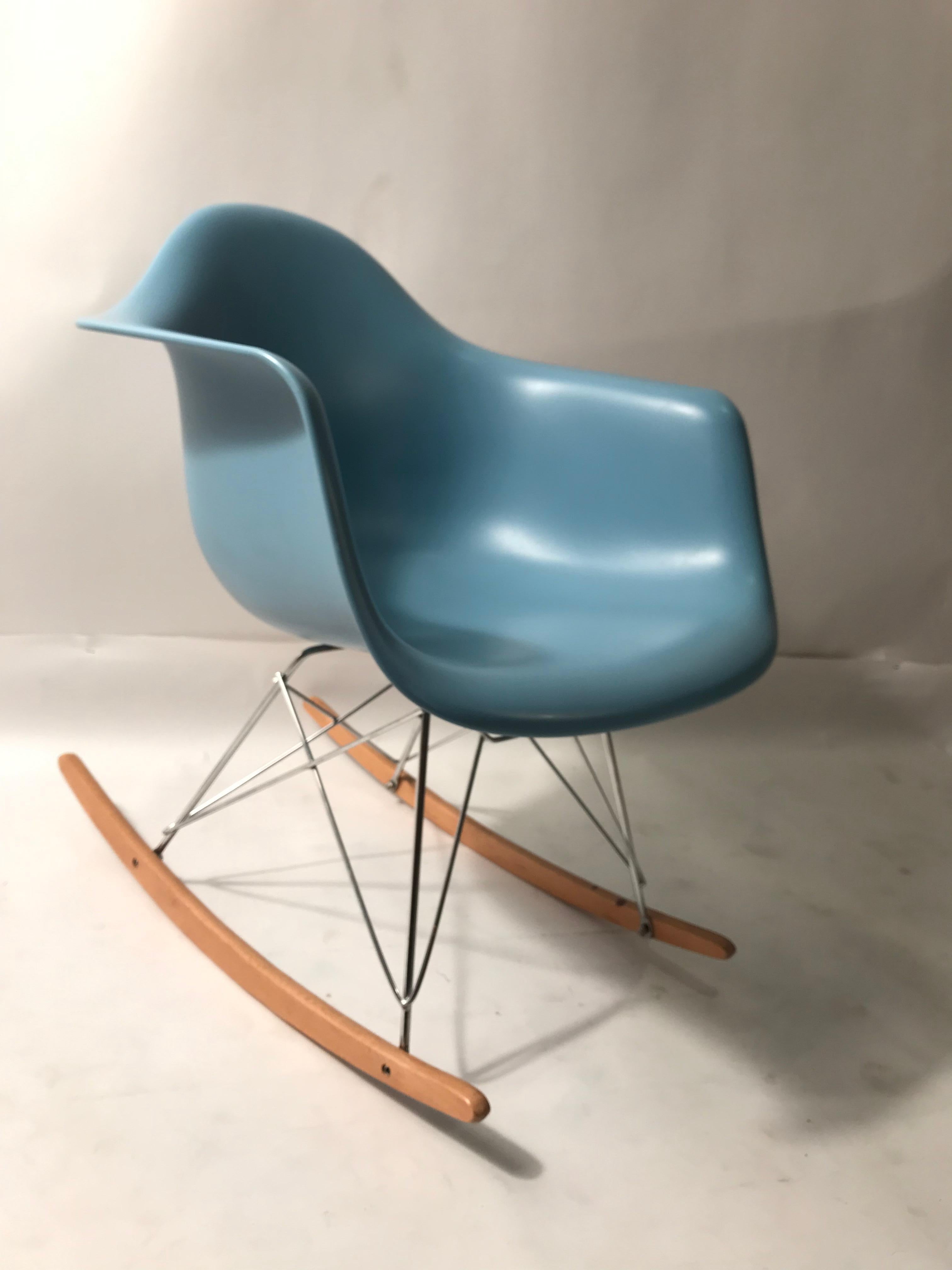 blue eames rocking chair