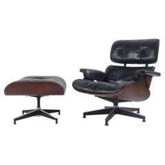 Used Eames Rosewood and Leather Lounge Chair and Ottoman, Herman Miller, 1960s