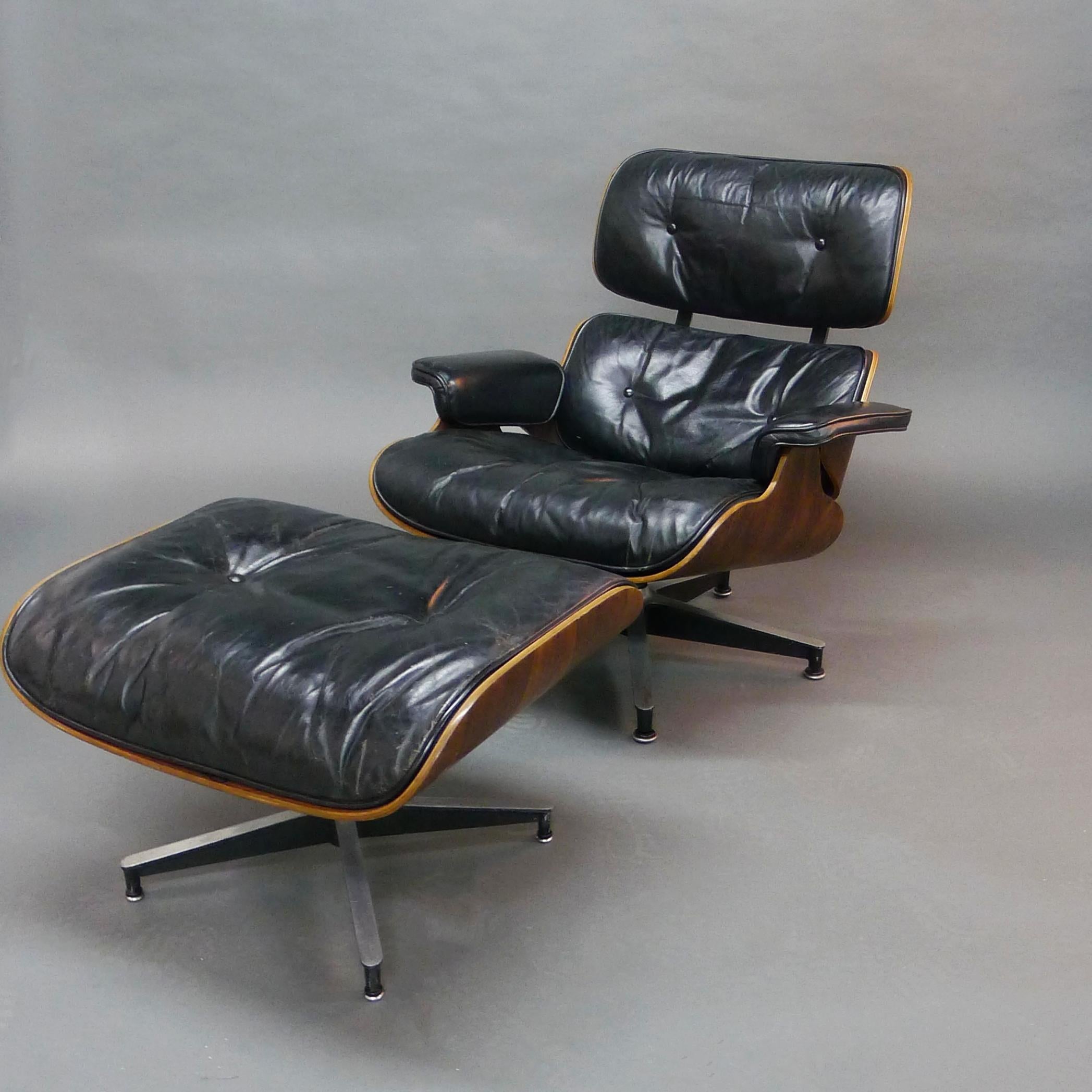 Mid-Century Modern Eames Rosewood Lounge Chair & Ottoman, model 670/671, Herman Miller, USA, 1960s