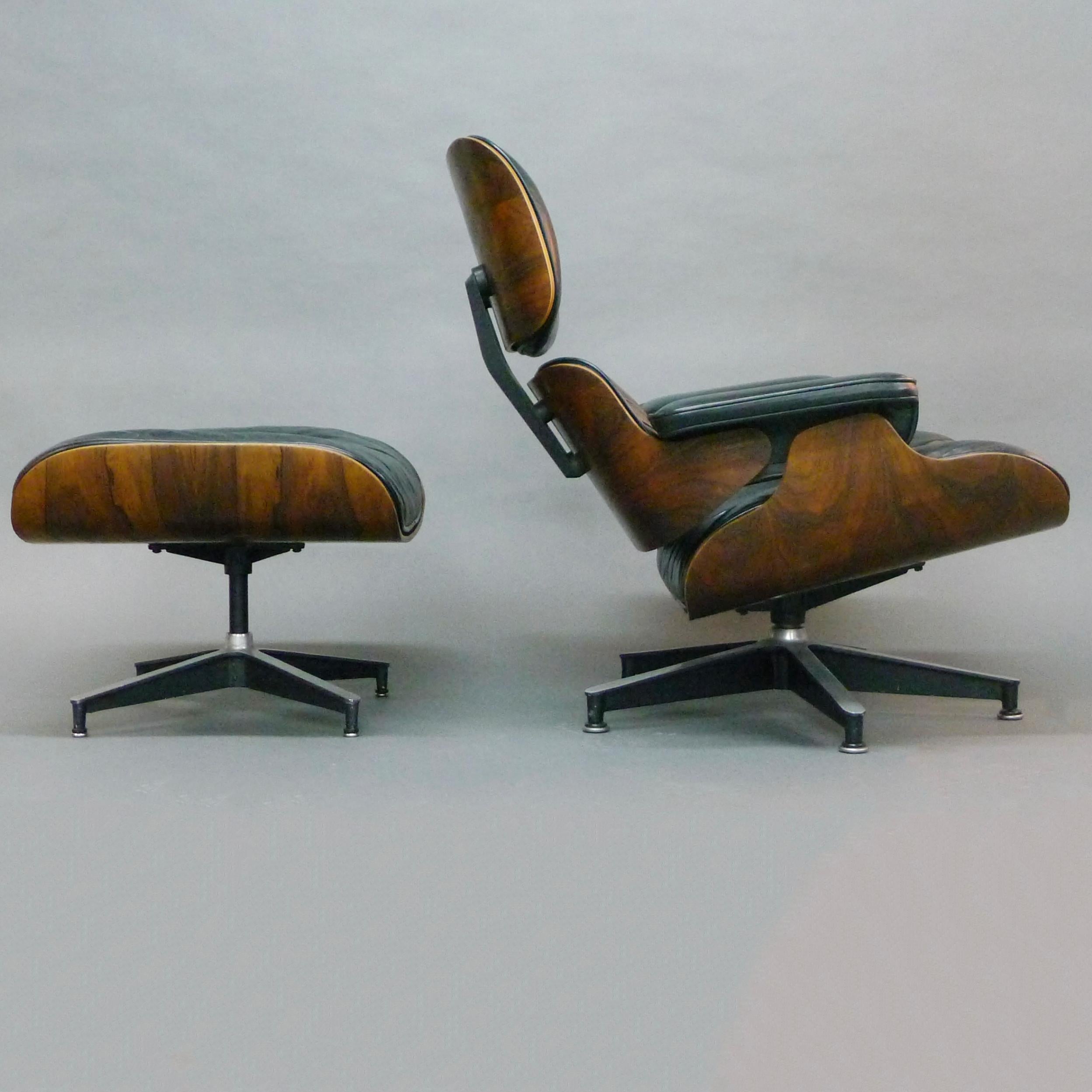 Eames Rosewood Lounge Chair & Ottoman, model 670/671, Herman Miller, USA, 1960s In Good Condition In Wargrave, Berkshire