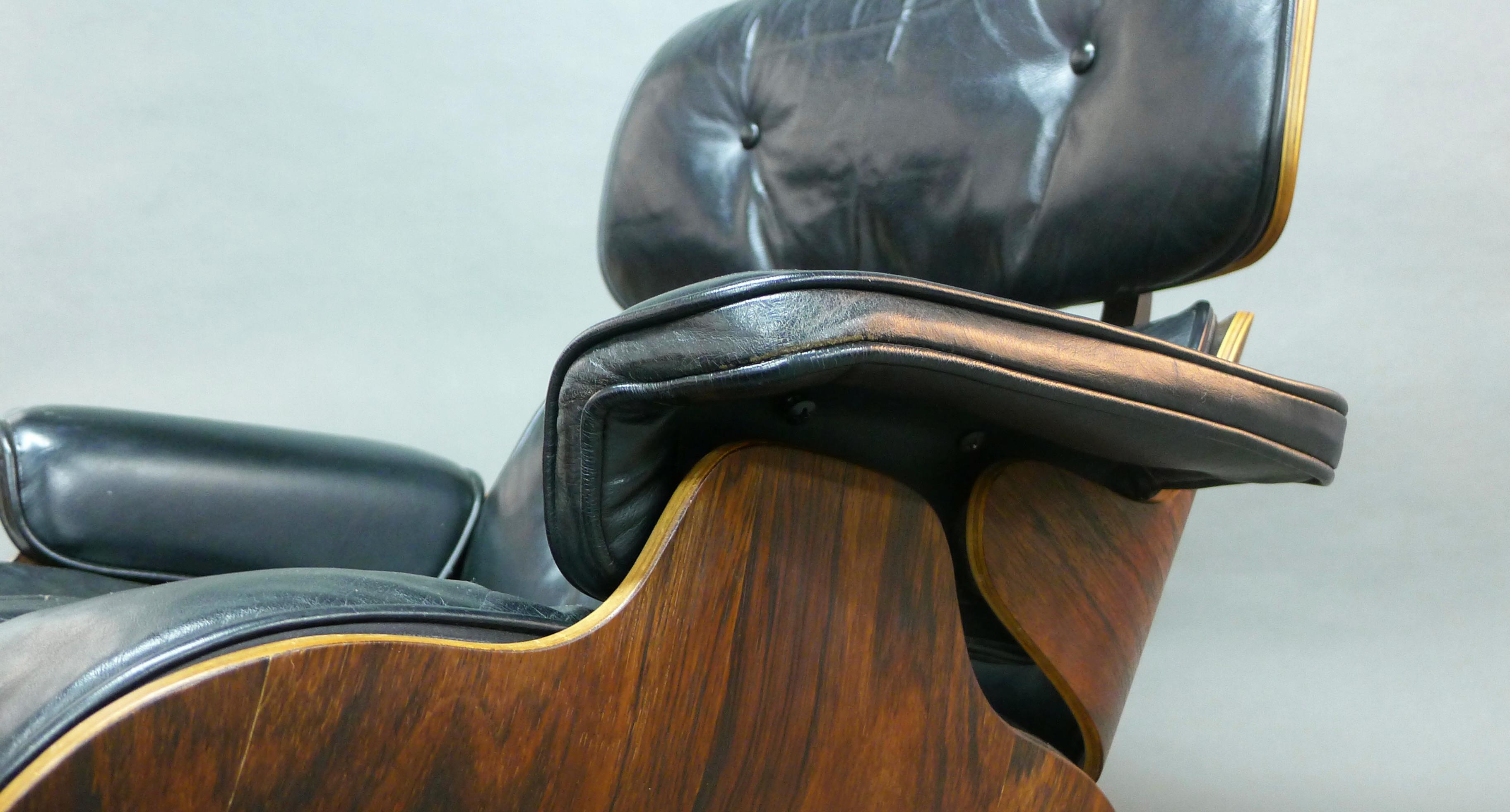 Leather Eames Rosewood Lounge Chair & Ottoman, model 670/671, Herman Miller, USA, 1960s