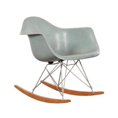 Vintage Eames Sea Foam Green Rar Herman Miller USA Rocking Chair, 1950s