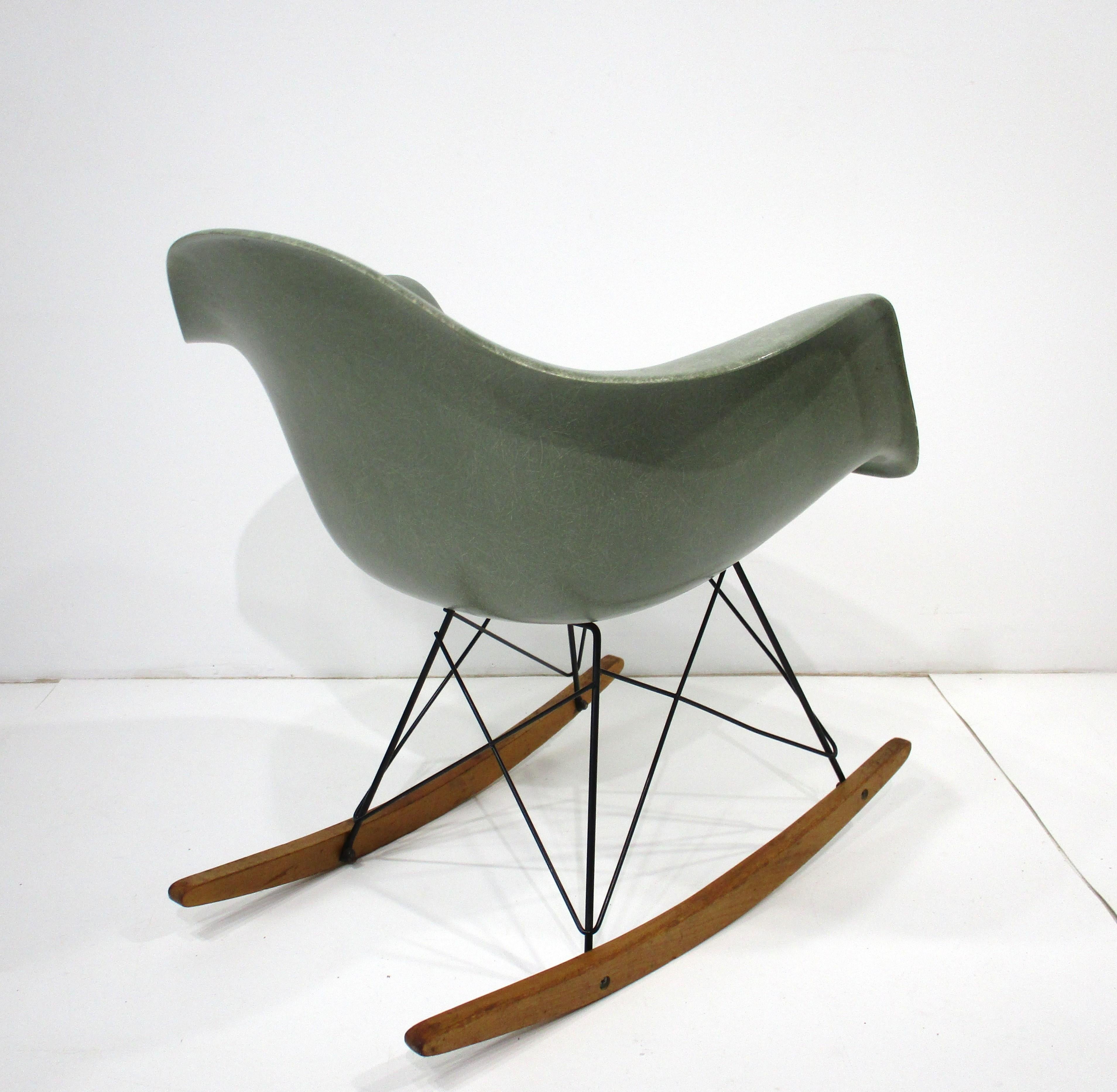 Mid-Century Modern Eames Seafoam Rocking Chair for Herman Miller