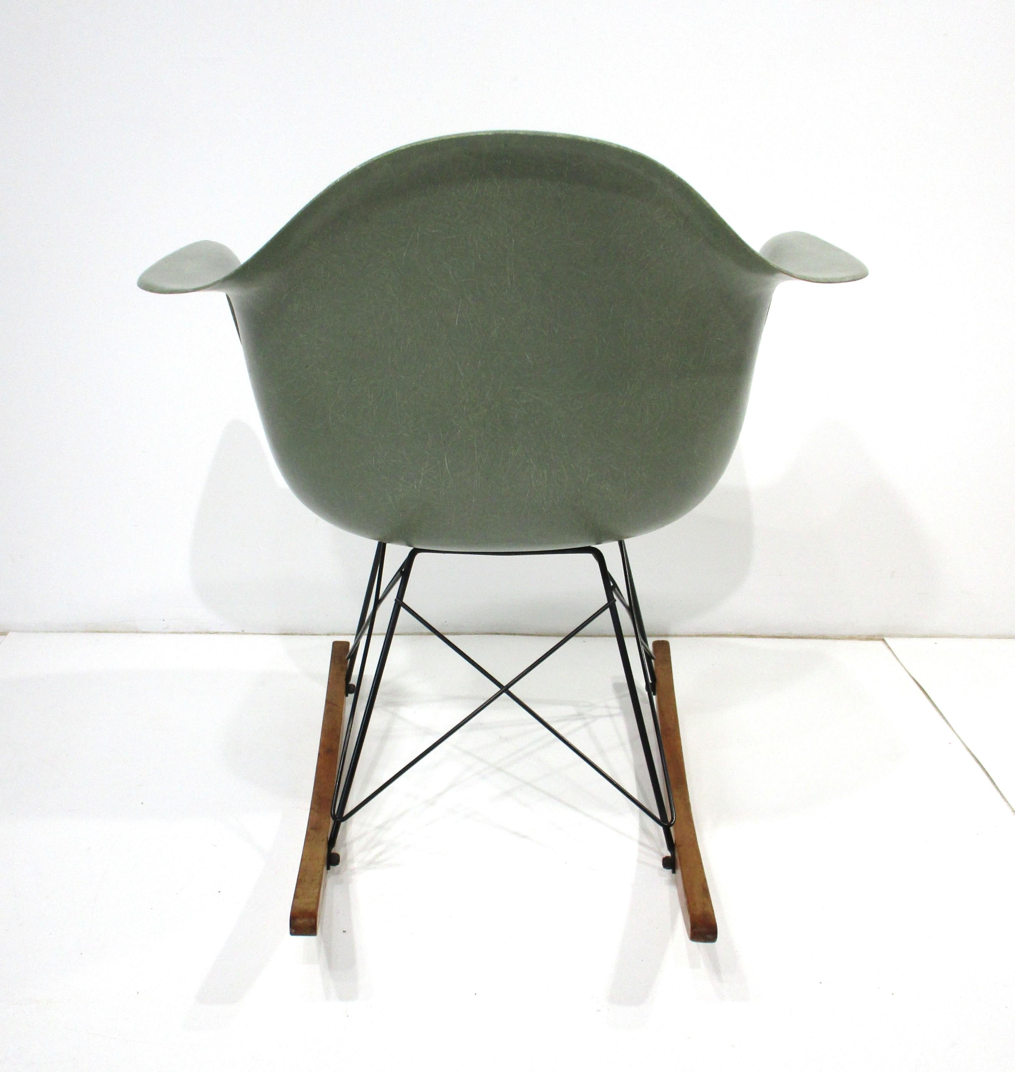 American Eames Seafoam Rocking Chair for Herman Miller