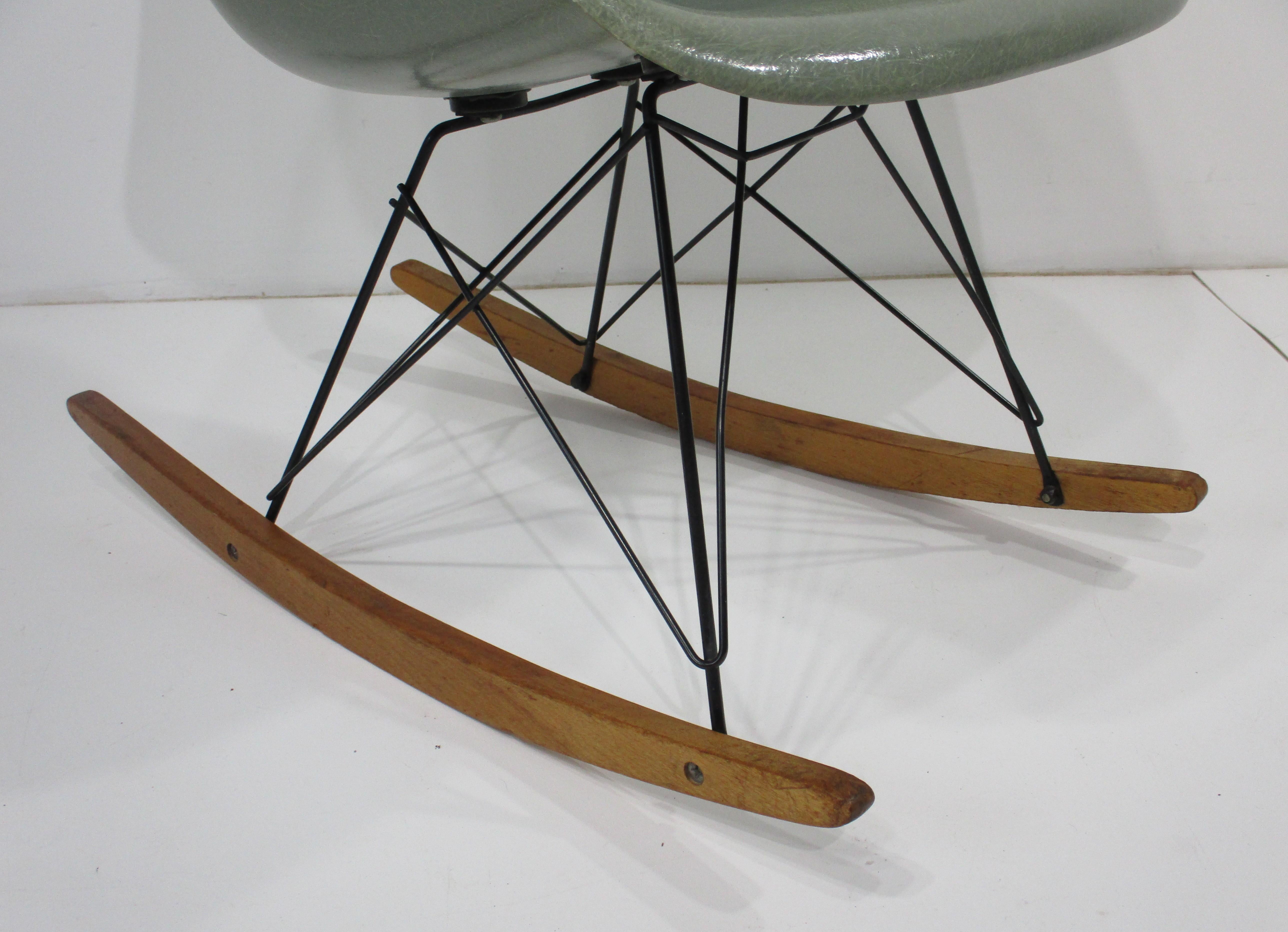 Wire Eames Seafoam Rocking Chair for Herman Miller
