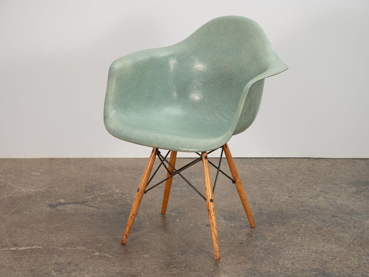 Fiberglass Eames Seafoam Rope-Edge Zenith Armchair