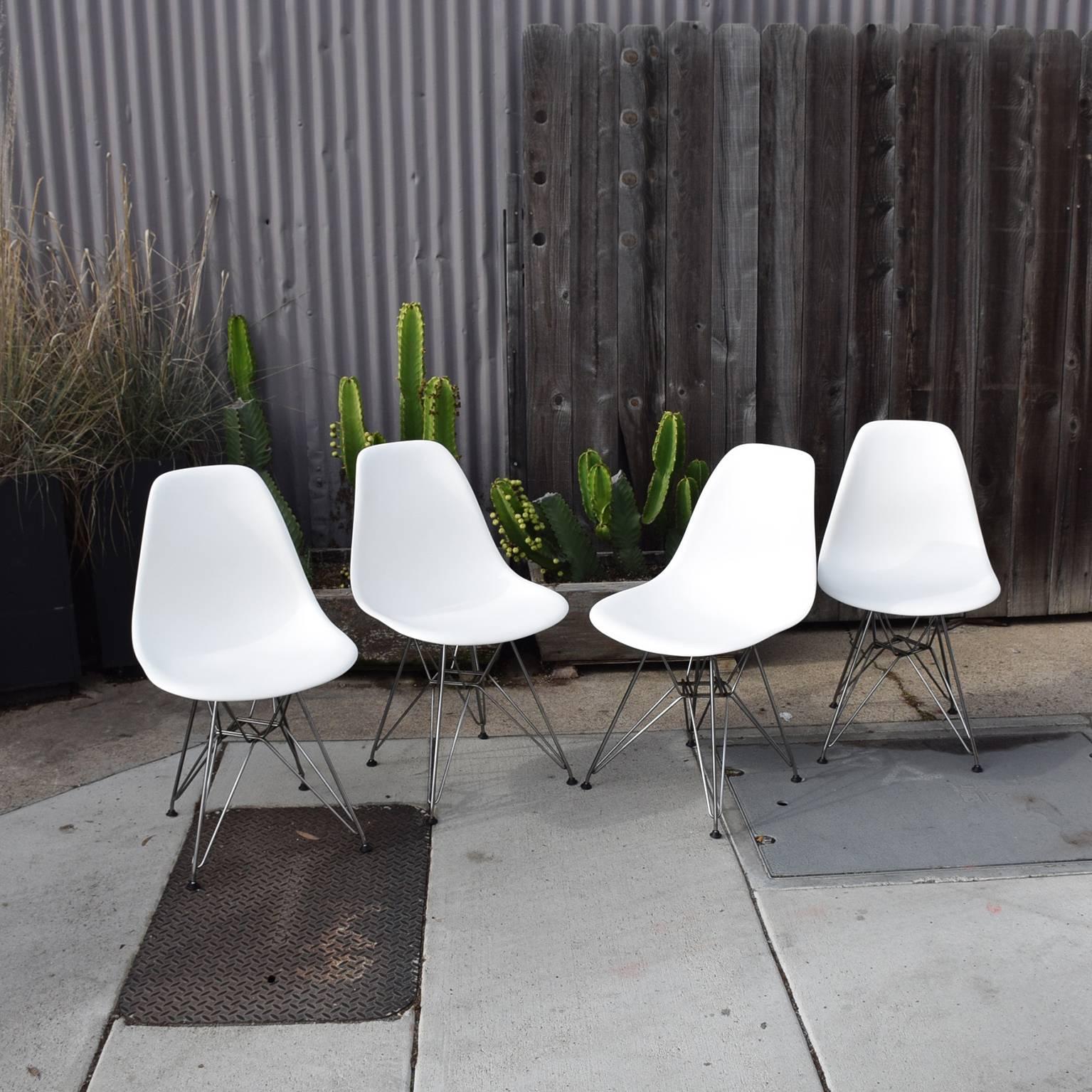 Eames Shell Chairs with Chrome Eiffel Tower Bases Midcentury 5