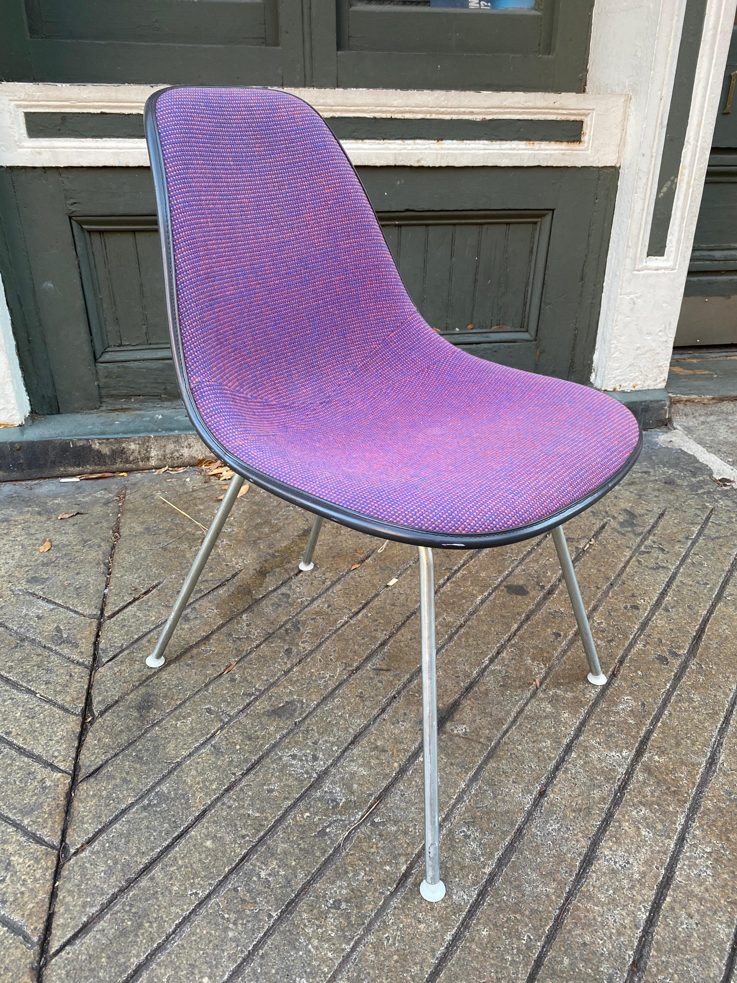 Eames side shell for Herman miller with it's original purple or red Alexander Girard fabric. Fabric and foam in great shape!