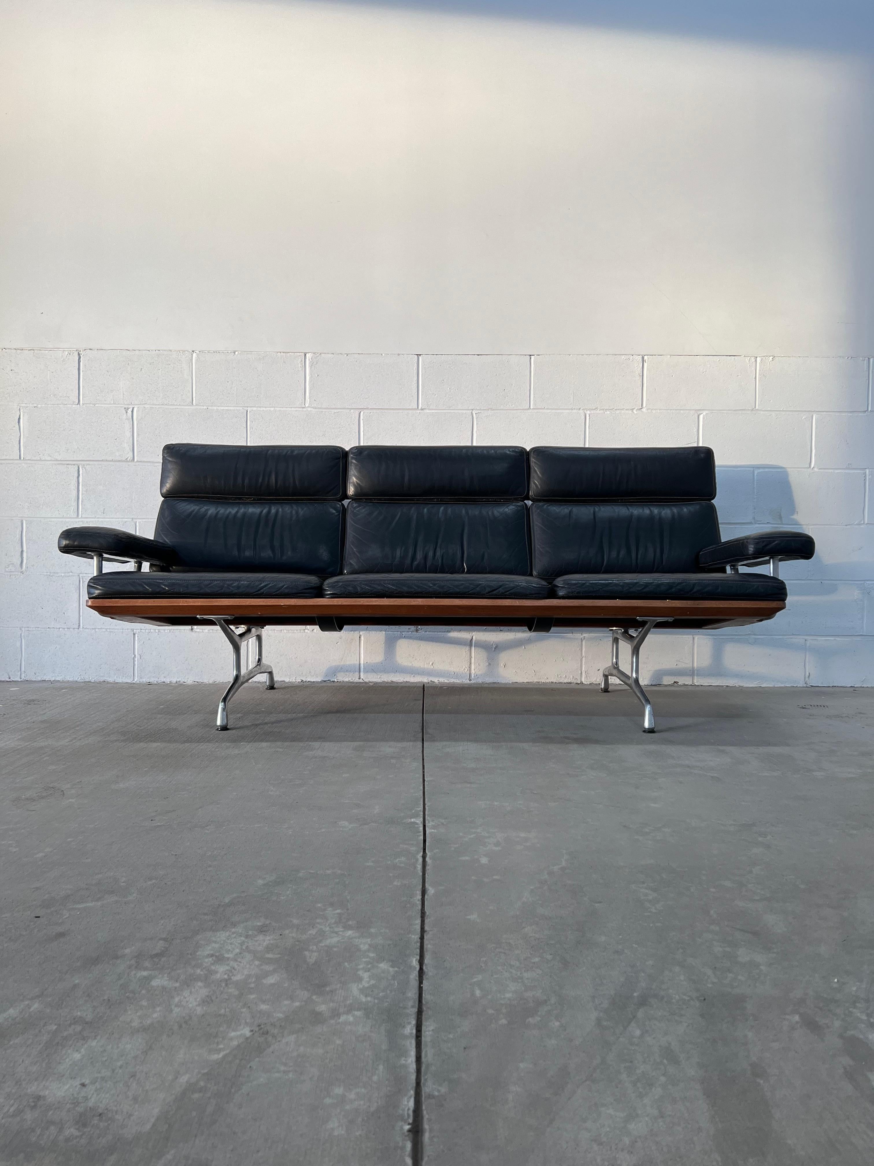 The ES108 is unique in the lore of the Eameses as it was the last design completed by the Eames Office. A hybrid of the Soft Pad Group and the Eames Lounge Chair and Ottoman, the ES108 married the comfortable office chair with the comfort of the
