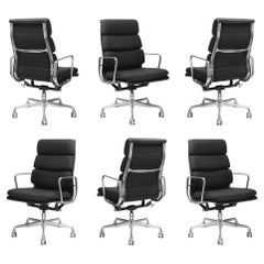 Eames Soft-Pad Executive Chairs in Charcoal Wool by Herman Miller, Set of 6