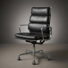Eames Soft-Pad Executive Chairs in Smoke Gray Leather by Herman Miller