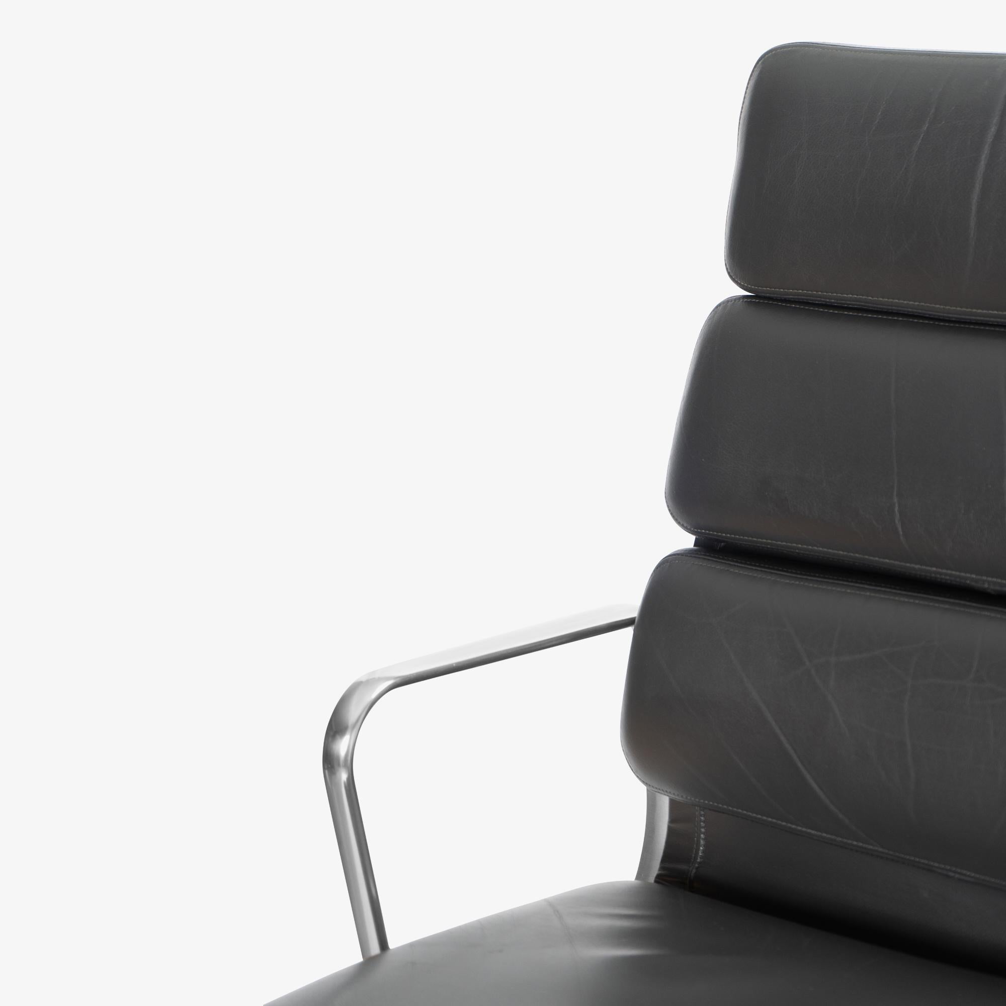 Eames Soft-Pad Executive Chairs in Smoke Gray Leather by Herman Miller For Sale 1