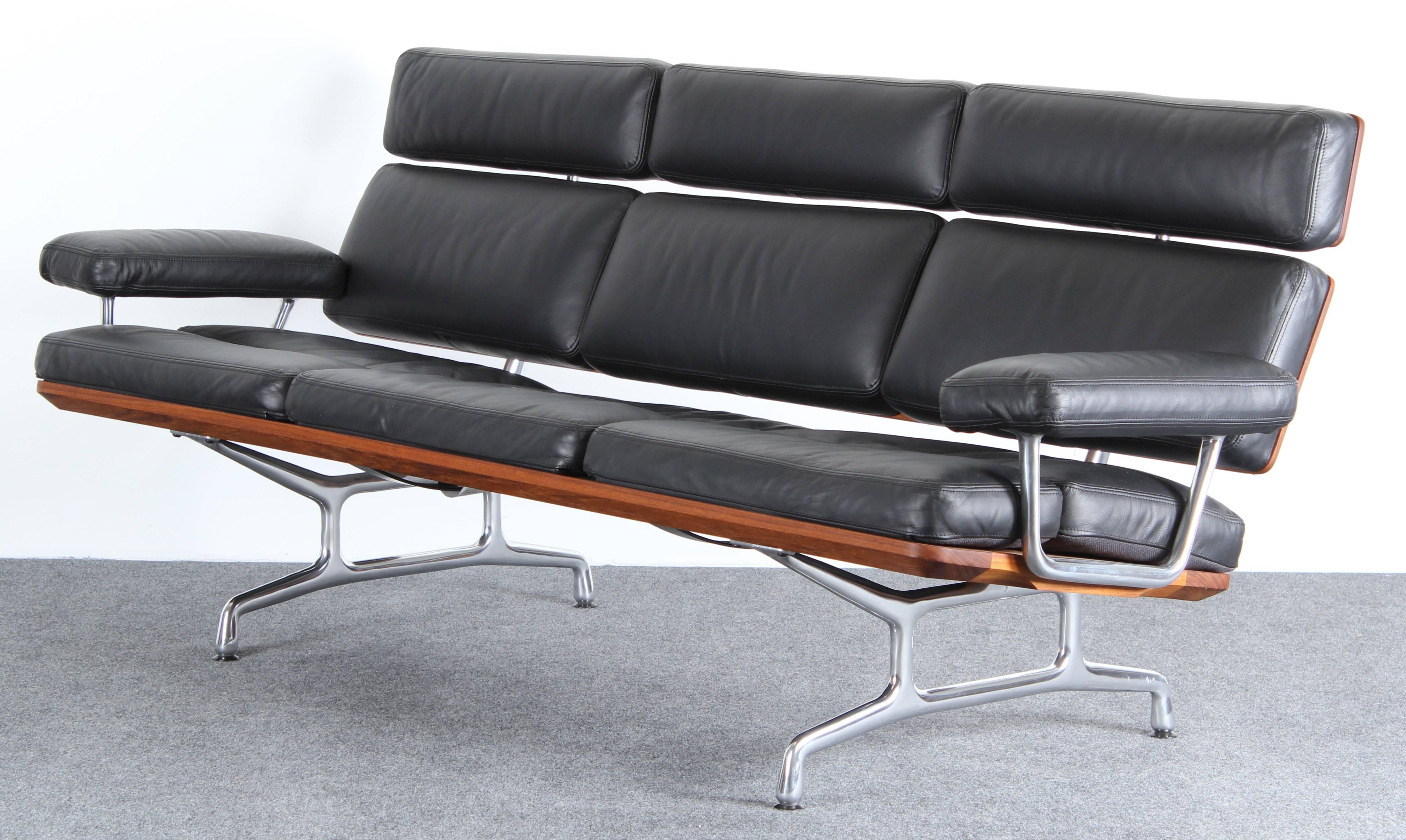 Mid-Century Modern Eames Soft Pad Leather Sofa for Herman Miller, 1984