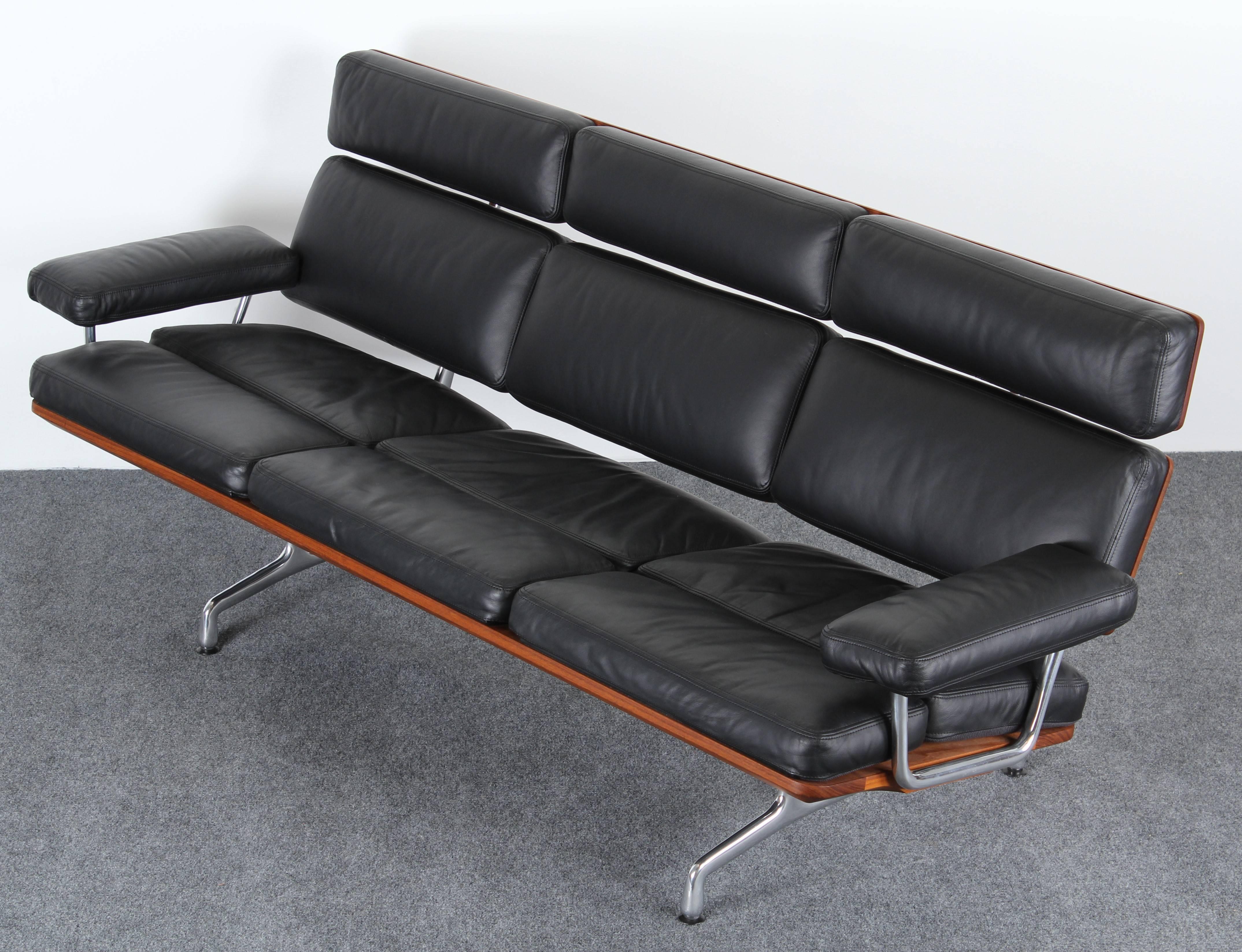American Eames Soft Pad Leather Sofa for Herman Miller, 1984