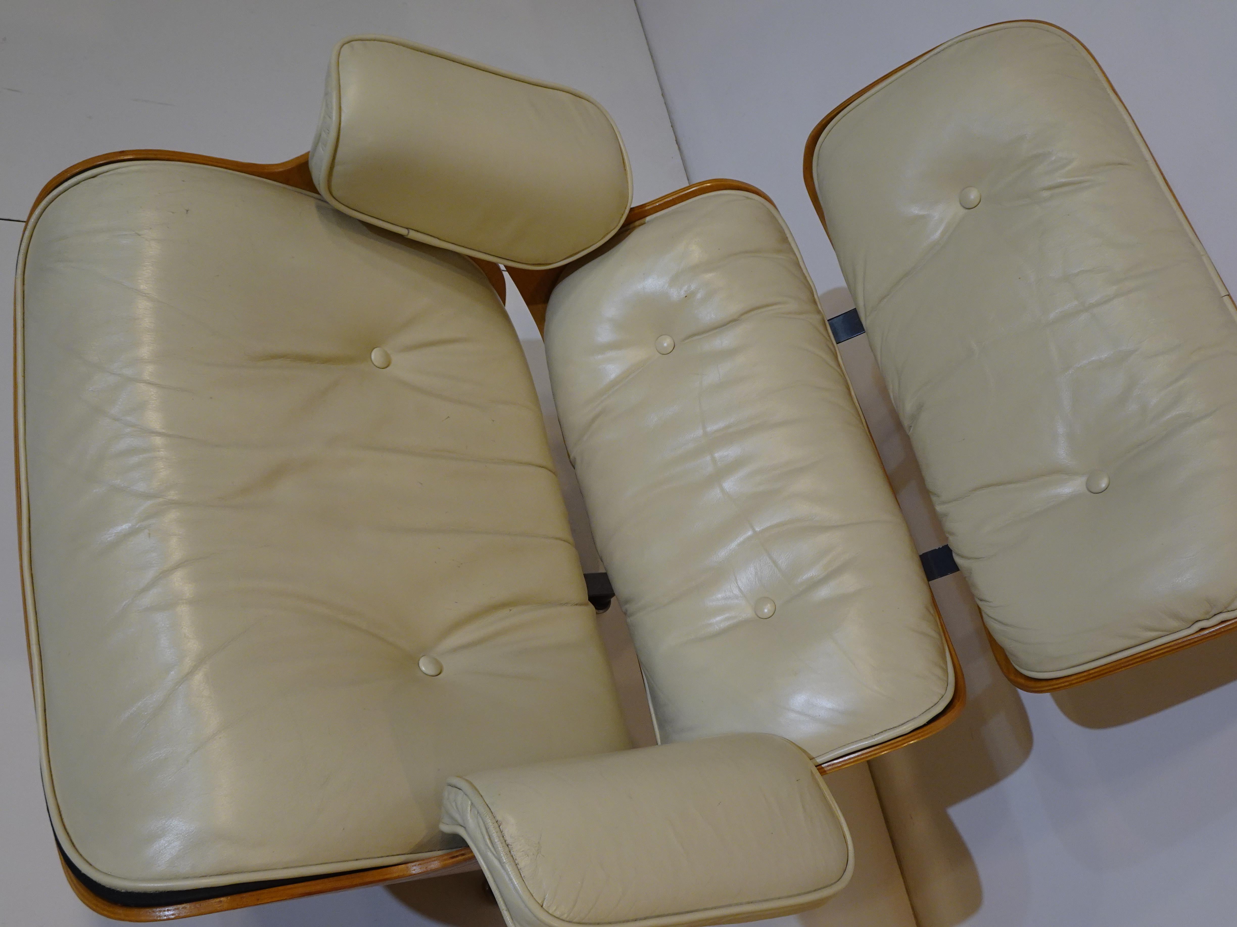 Eames Herman Miller Special Order Ivory / Oak 670 Lounge Chair w/Ottoman  3