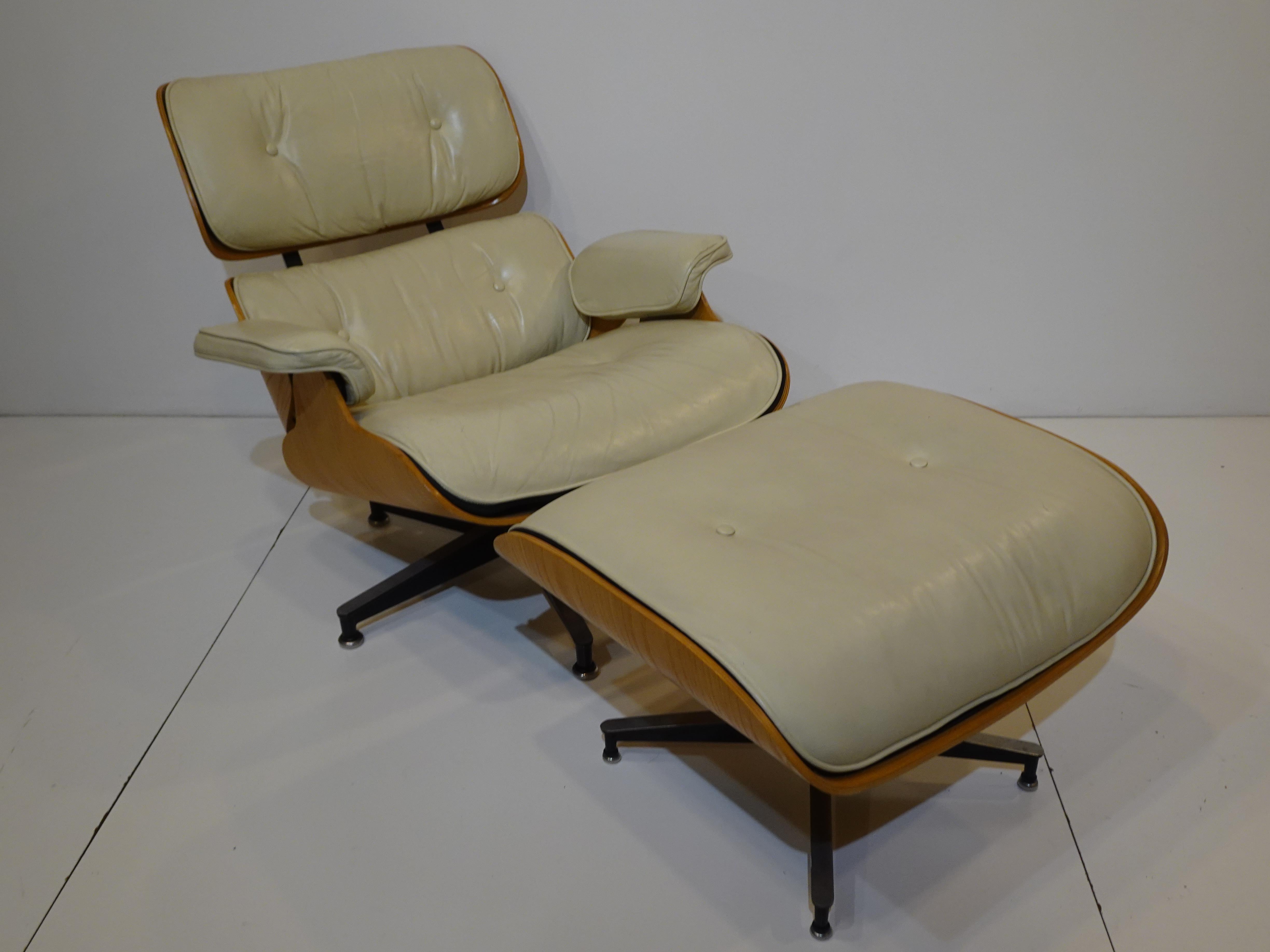 Eames Herman Miller Special Order Ivory / Oak 670 Lounge Chair w/Ottoman  5