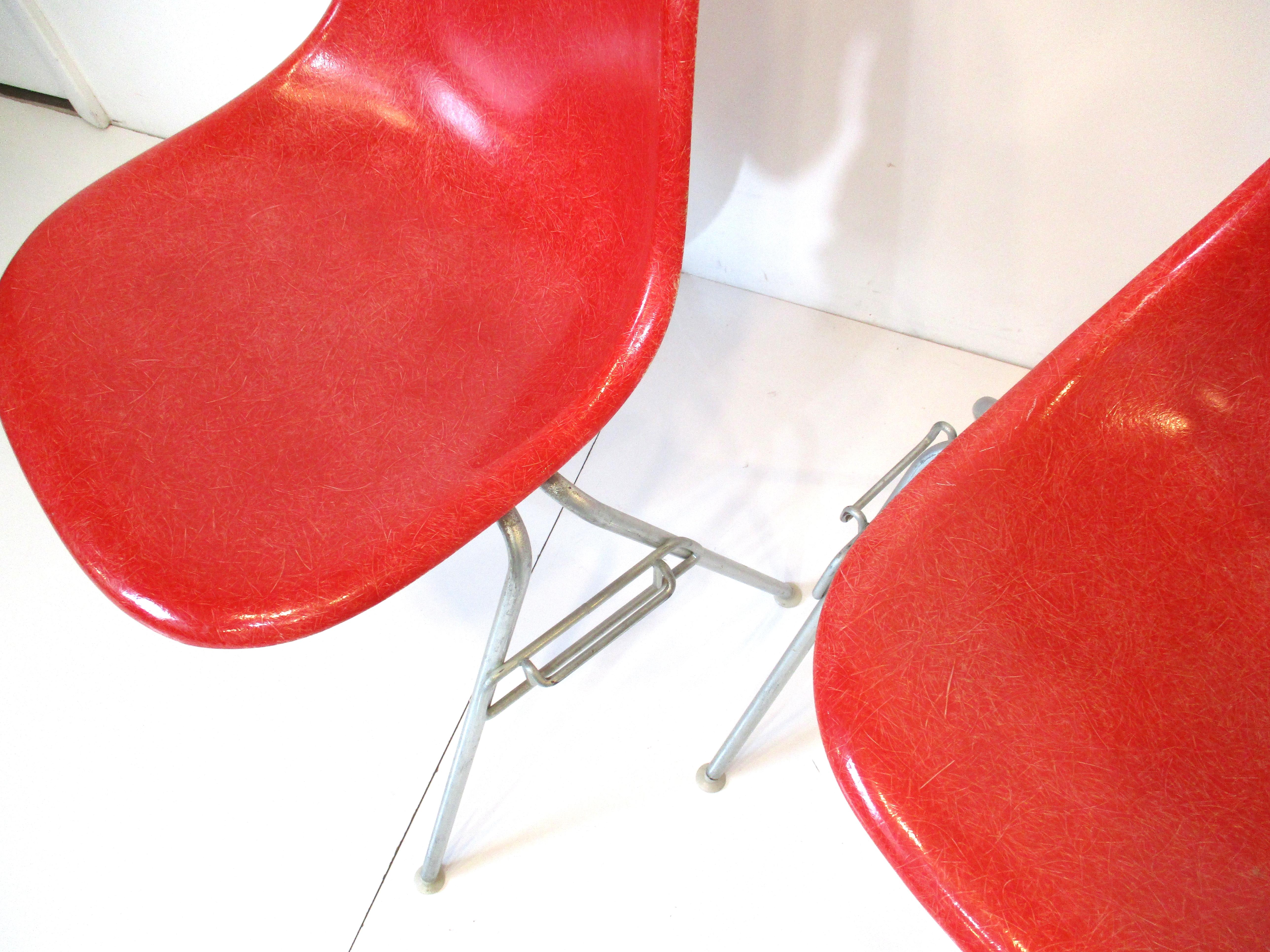Mid-Century Modern Eames Stacking DSS Side Shell Chairs for Herman Miller