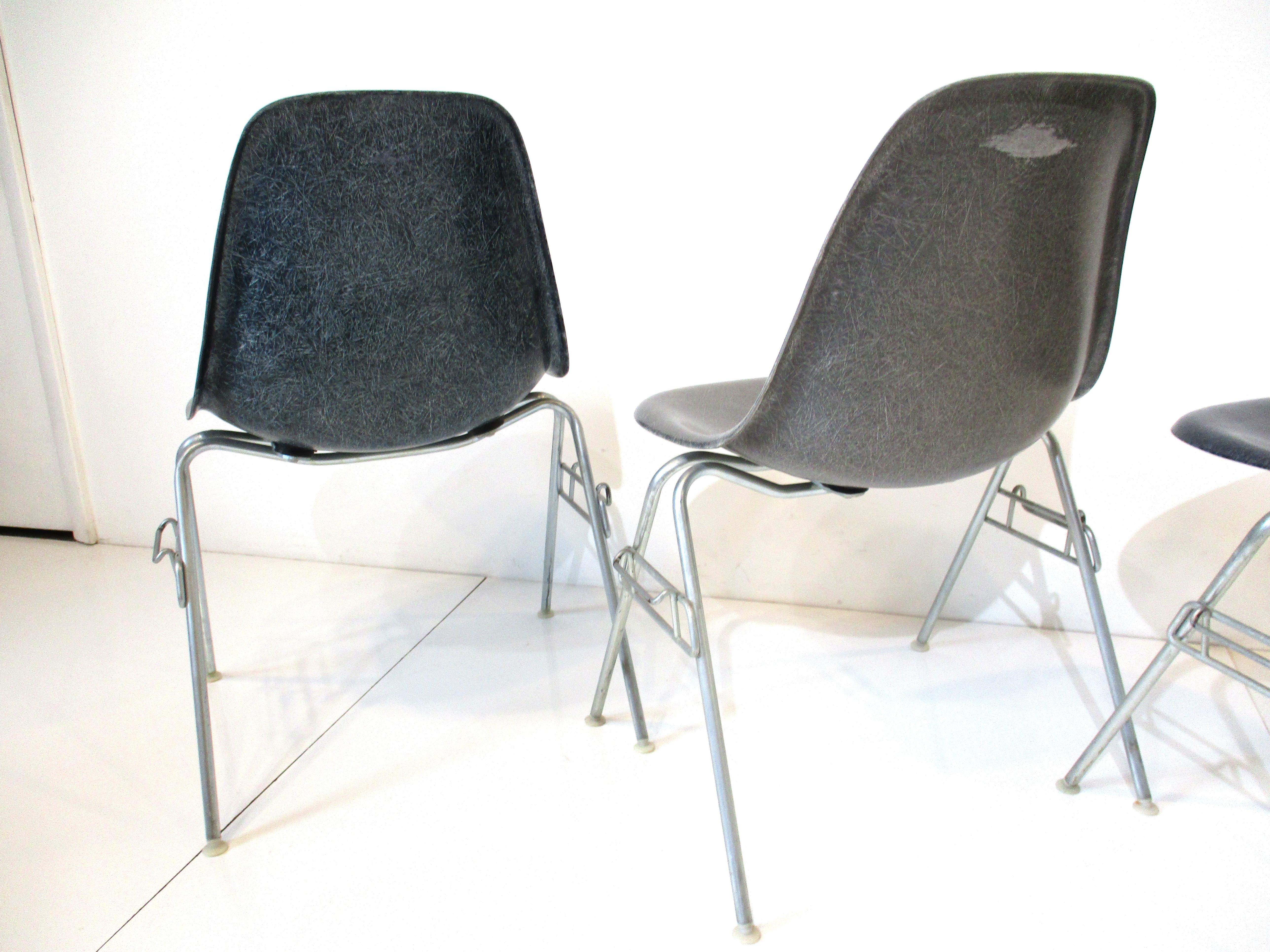 Metal Eames Stacking DSS Side Shell Chairs for Herman Miller