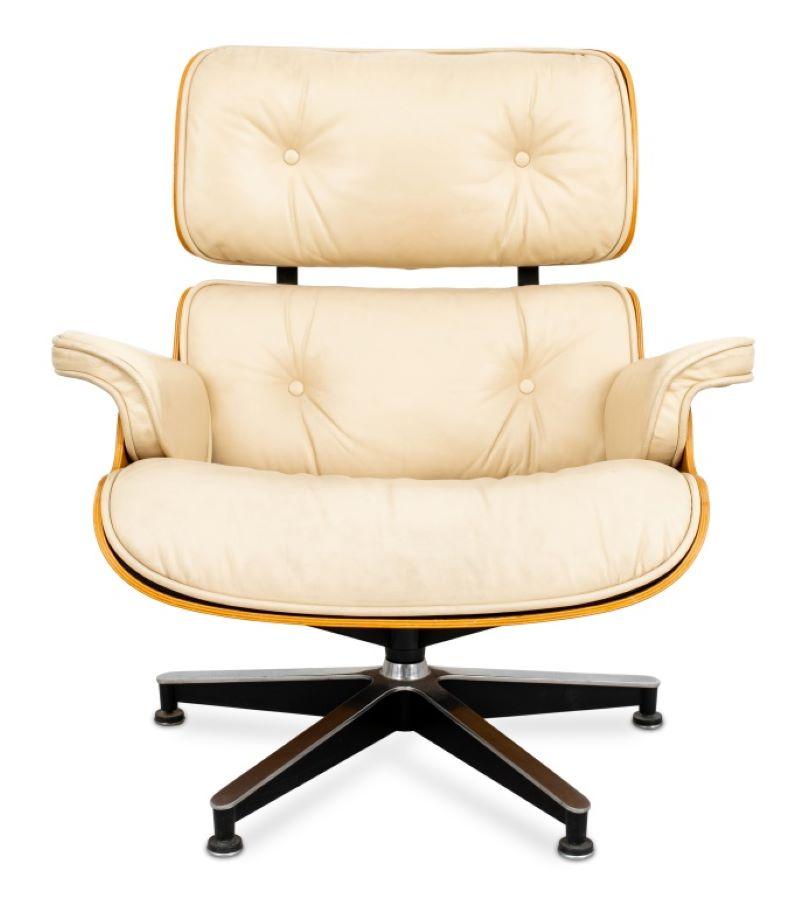 20th Century Eames Style Bentwood Lounge Chair and Ottoman For Sale