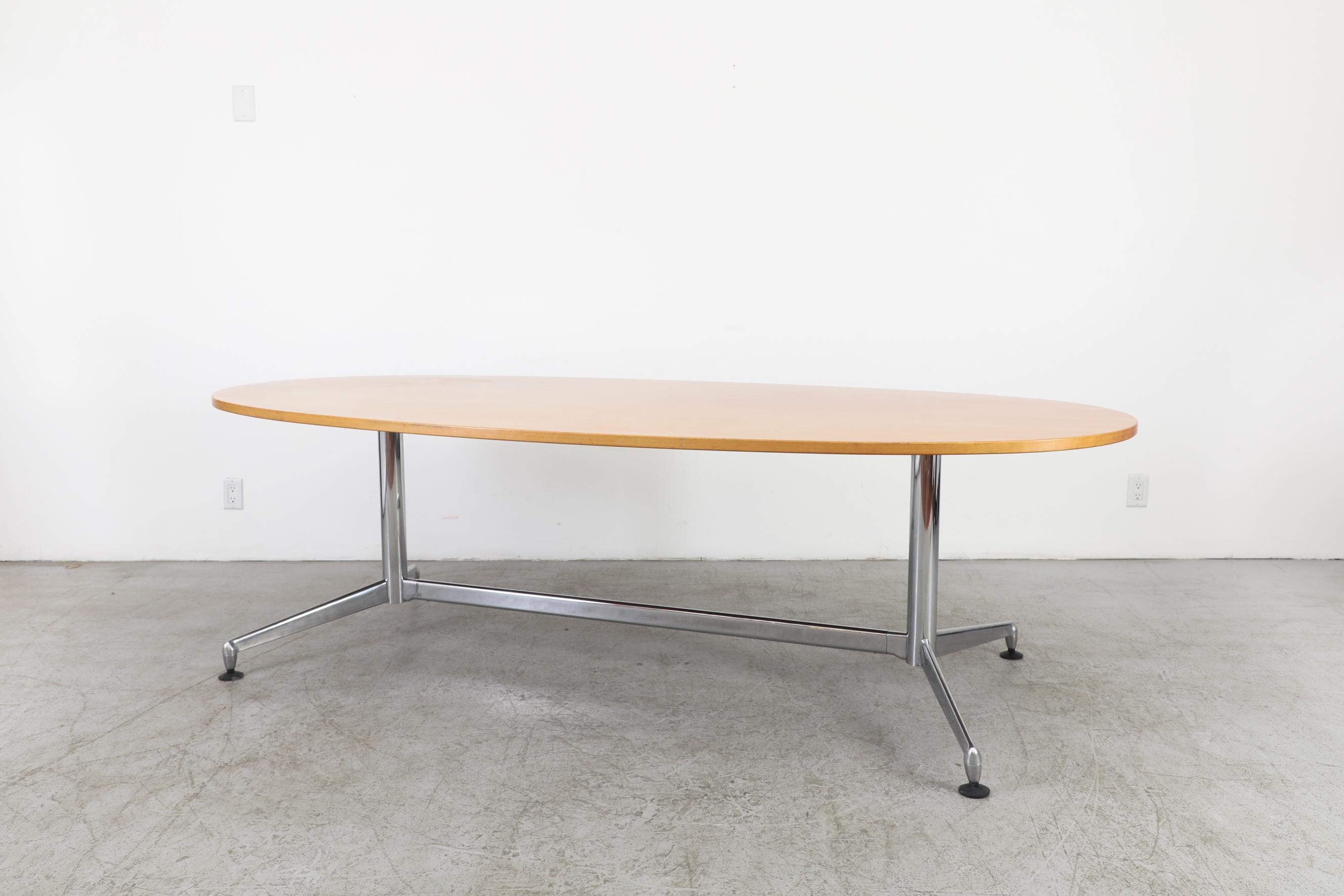 Mid Century Herman Miller / Eames Style Conference or Dining Table w/ Maple Top  In Good Condition In Los Angeles, CA