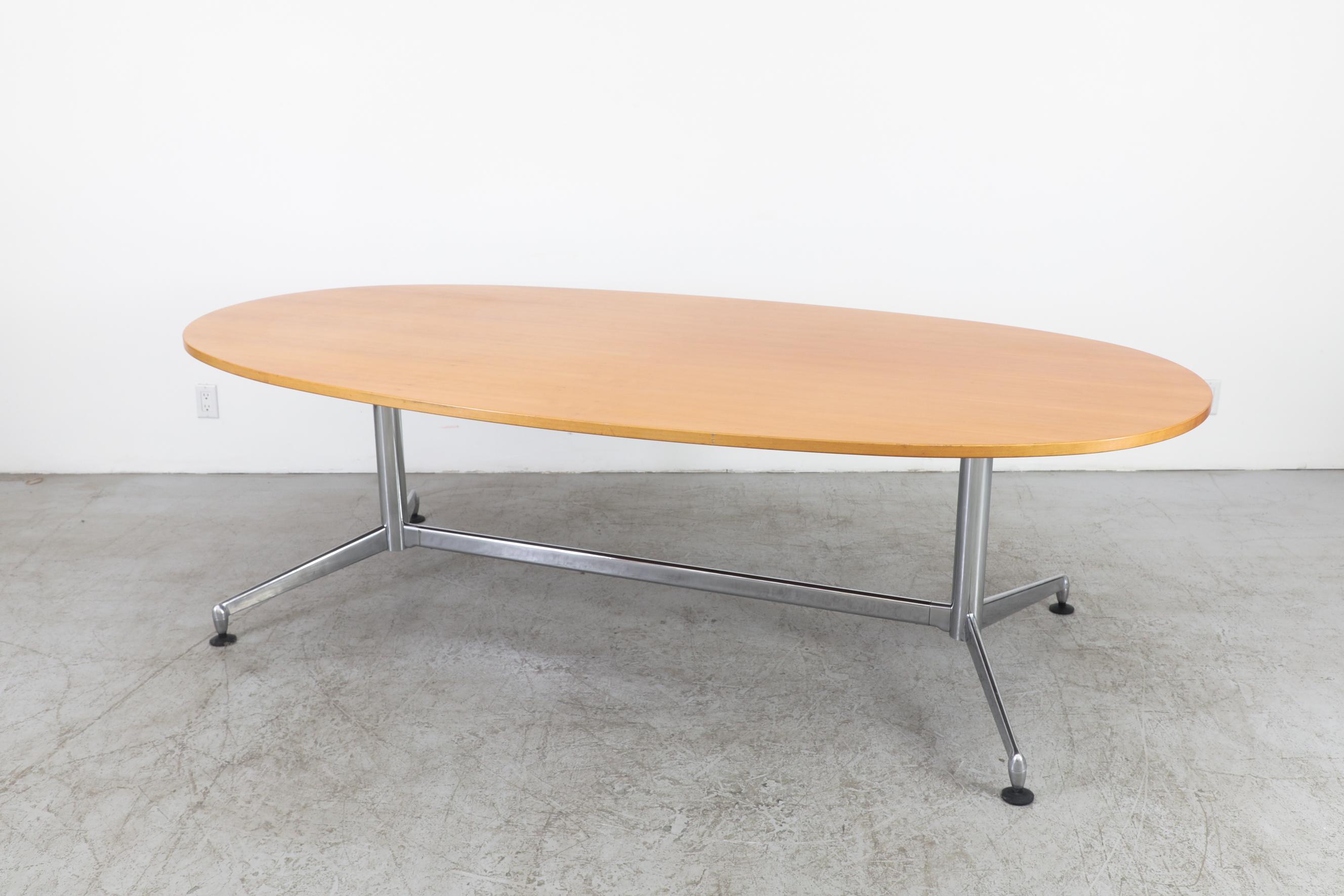 Late 20th Century Mid Century Herman Miller / Eames Style Conference or Dining Table w/ Maple Top 