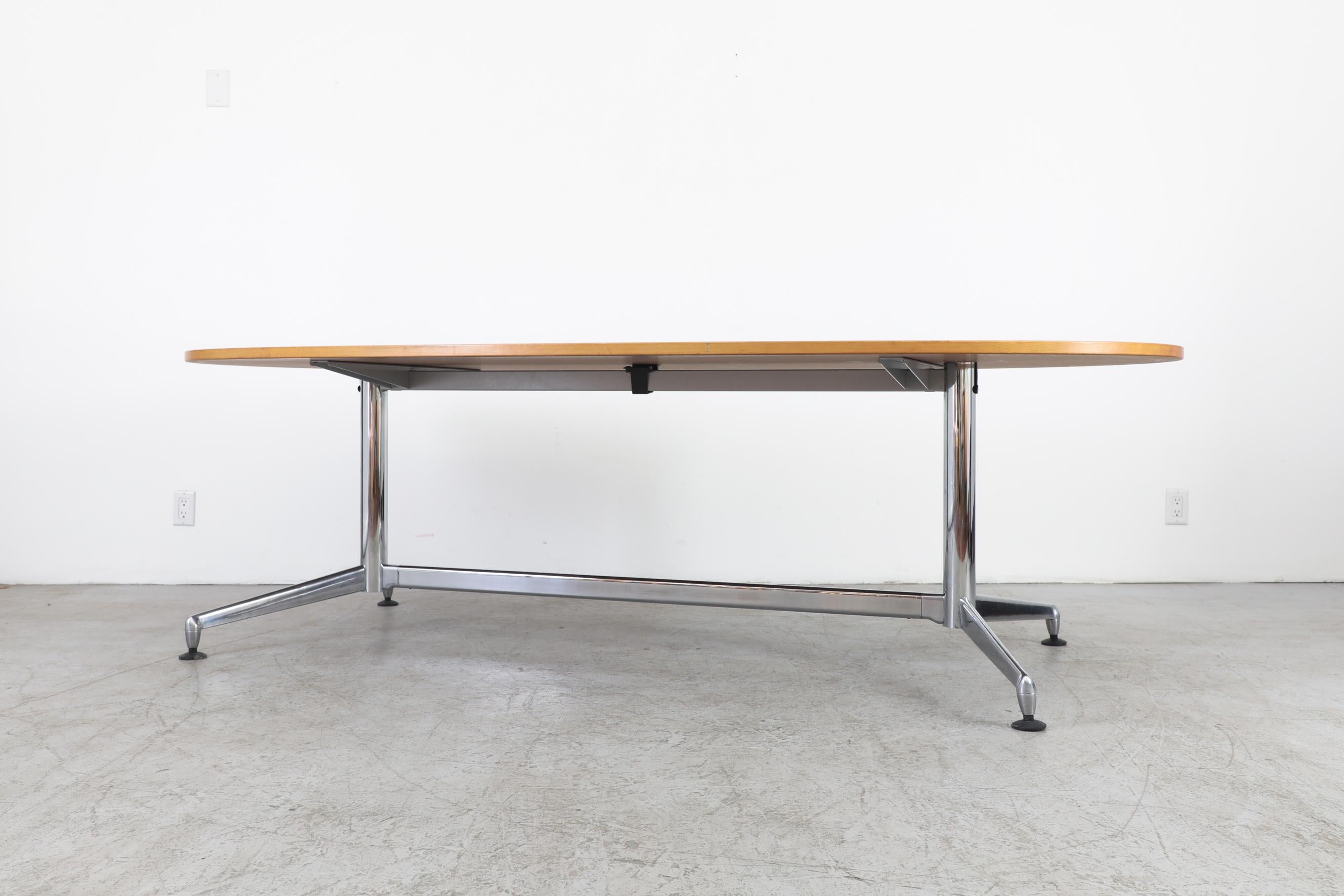 Aluminum Mid Century Herman Miller / Eames Style Conference or Dining Table w/ Maple Top 