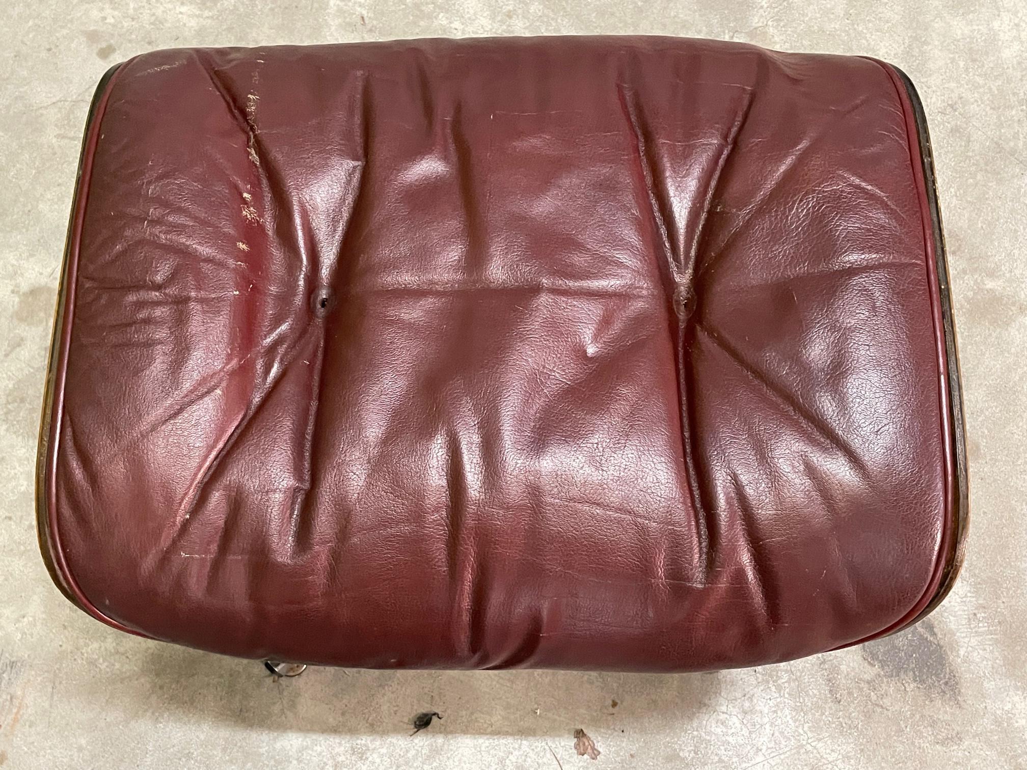 Eames Style Leather Lounge Chair and Ottoman in Oxblood 5