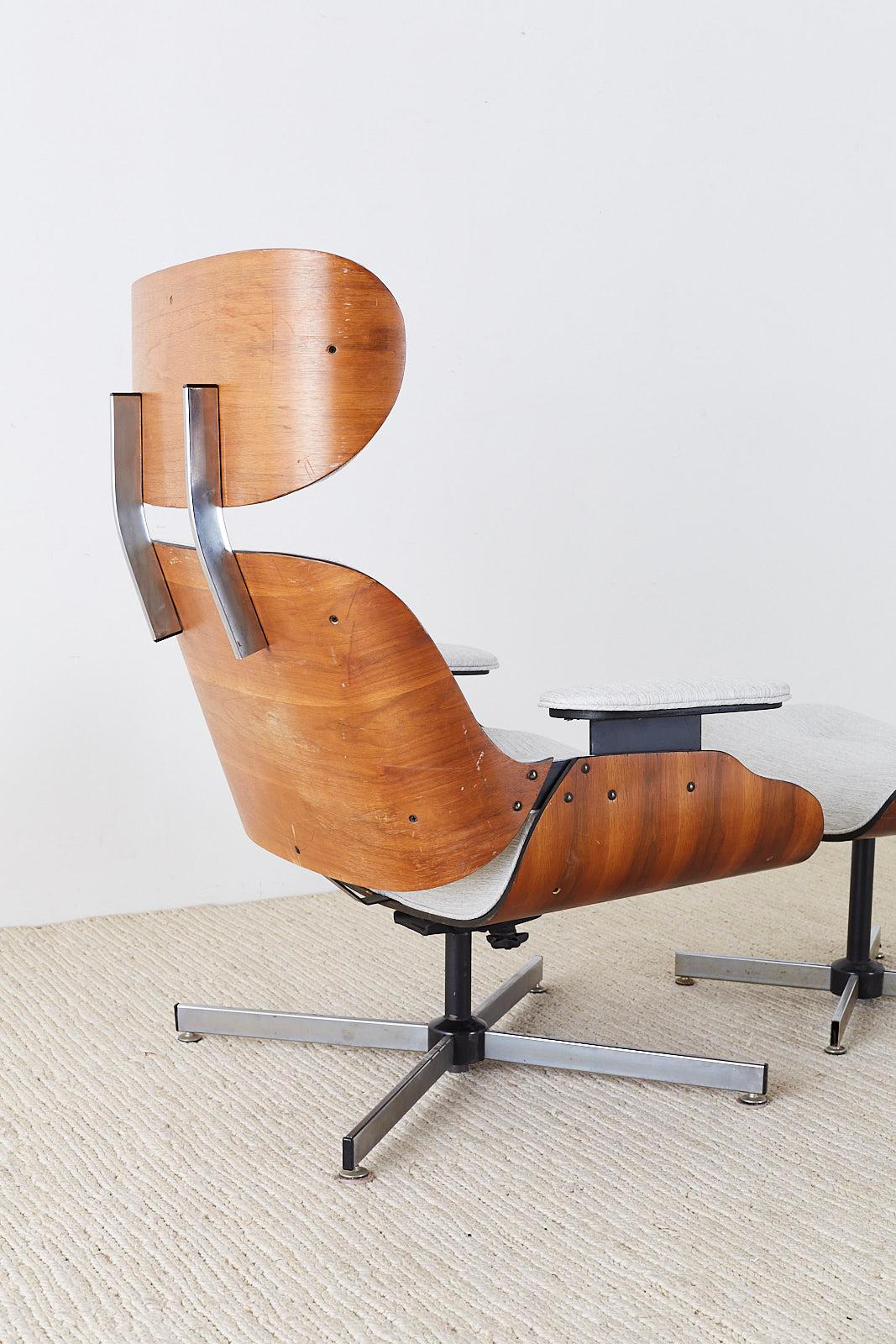 Eames Style Lounge Chair and Ottoman by Plycraft 5