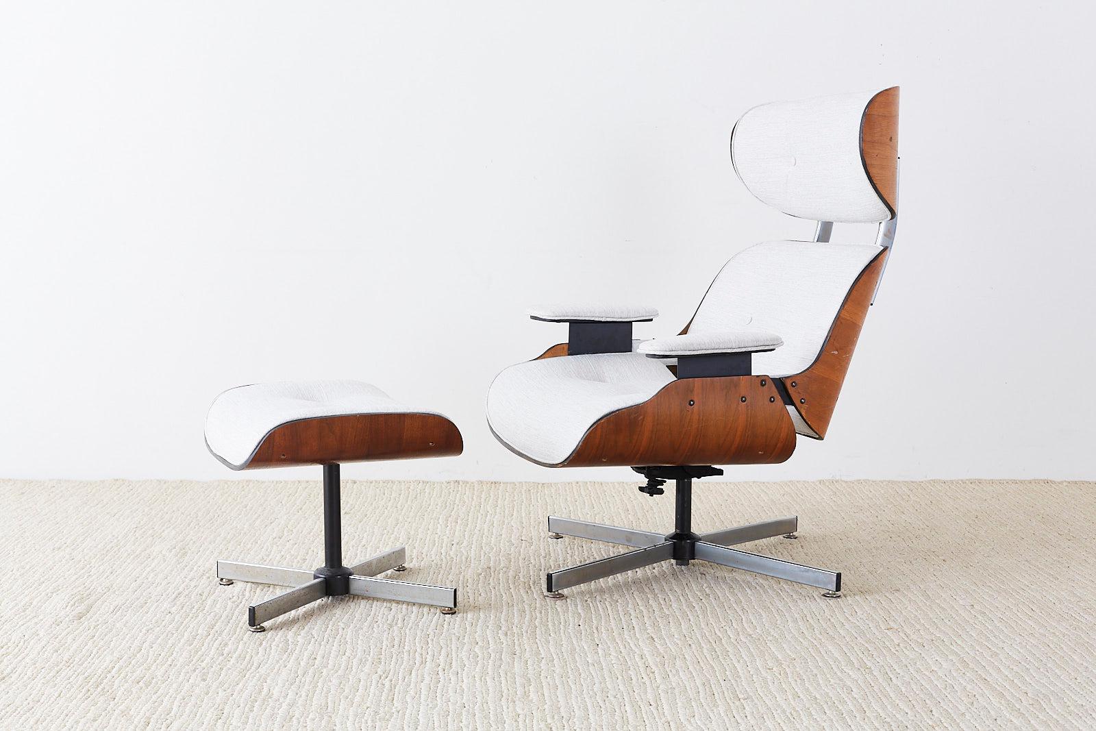 Eames Style Lounge Chair and Ottoman by Plycraft 7