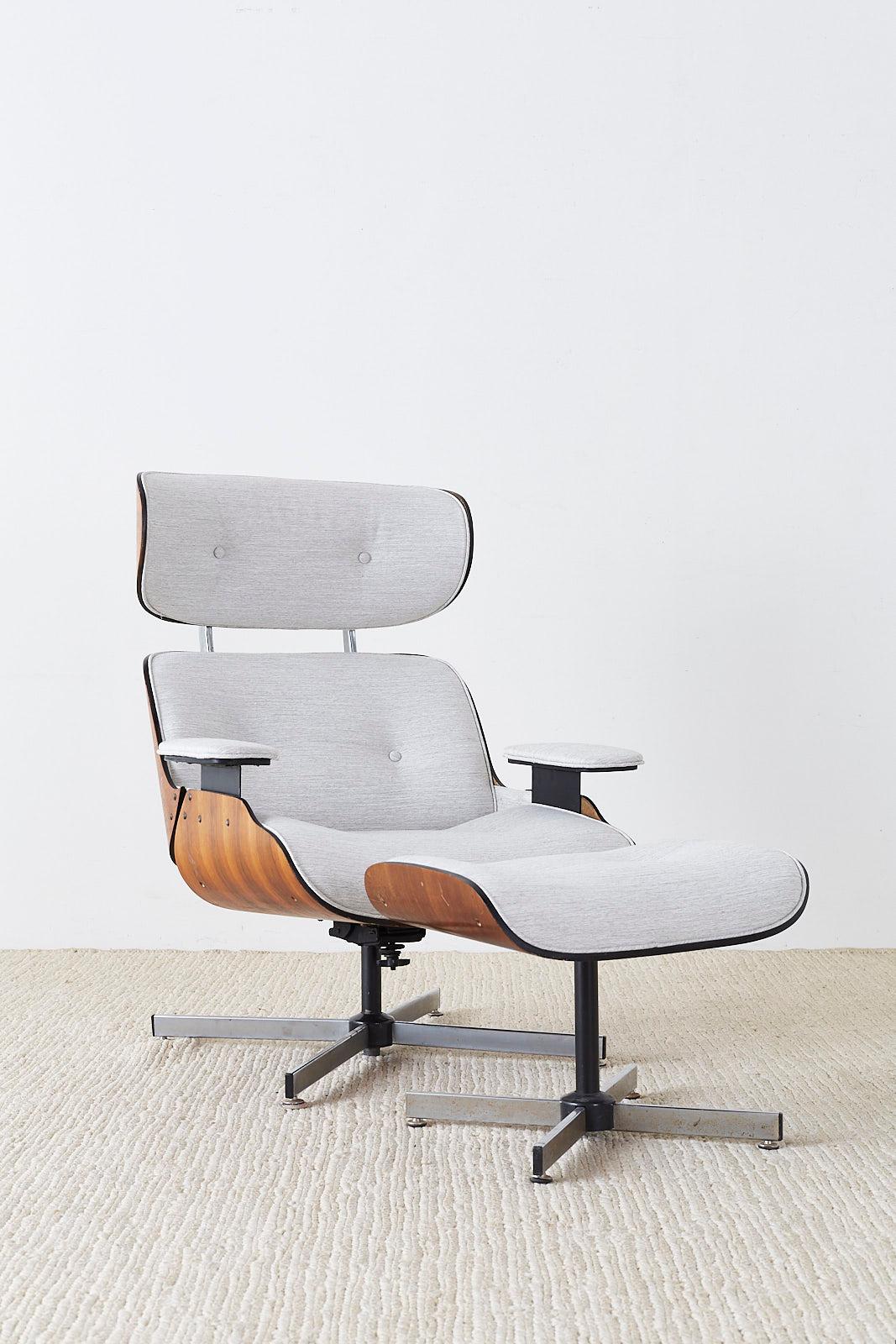 Mid-Century Modern Eames Style Lounge Chair and Ottoman by Plycraft