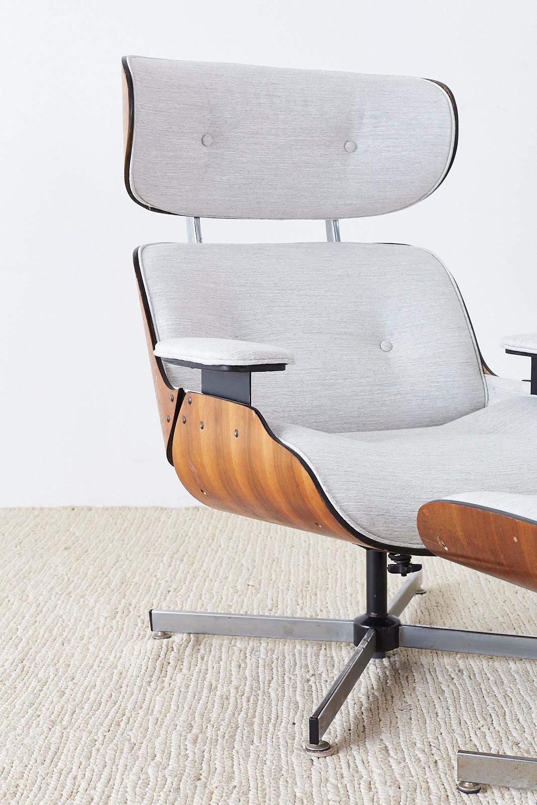 American Eames Style Lounge Chair and Ottoman by Plycraft
