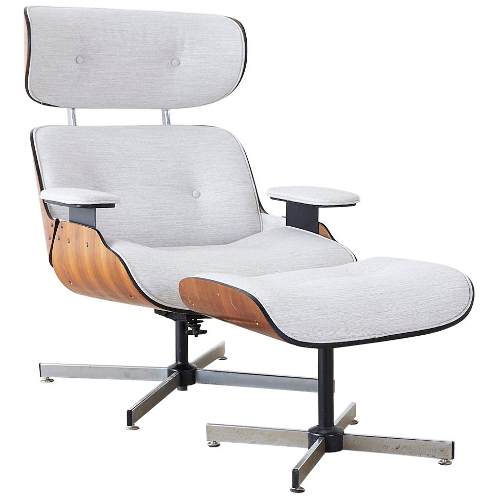 Eames Style Lounge Chair and Ottoman by Plycraft