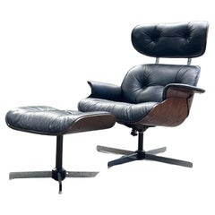 Plycraft Lounge Chair & Ottoman in Leather