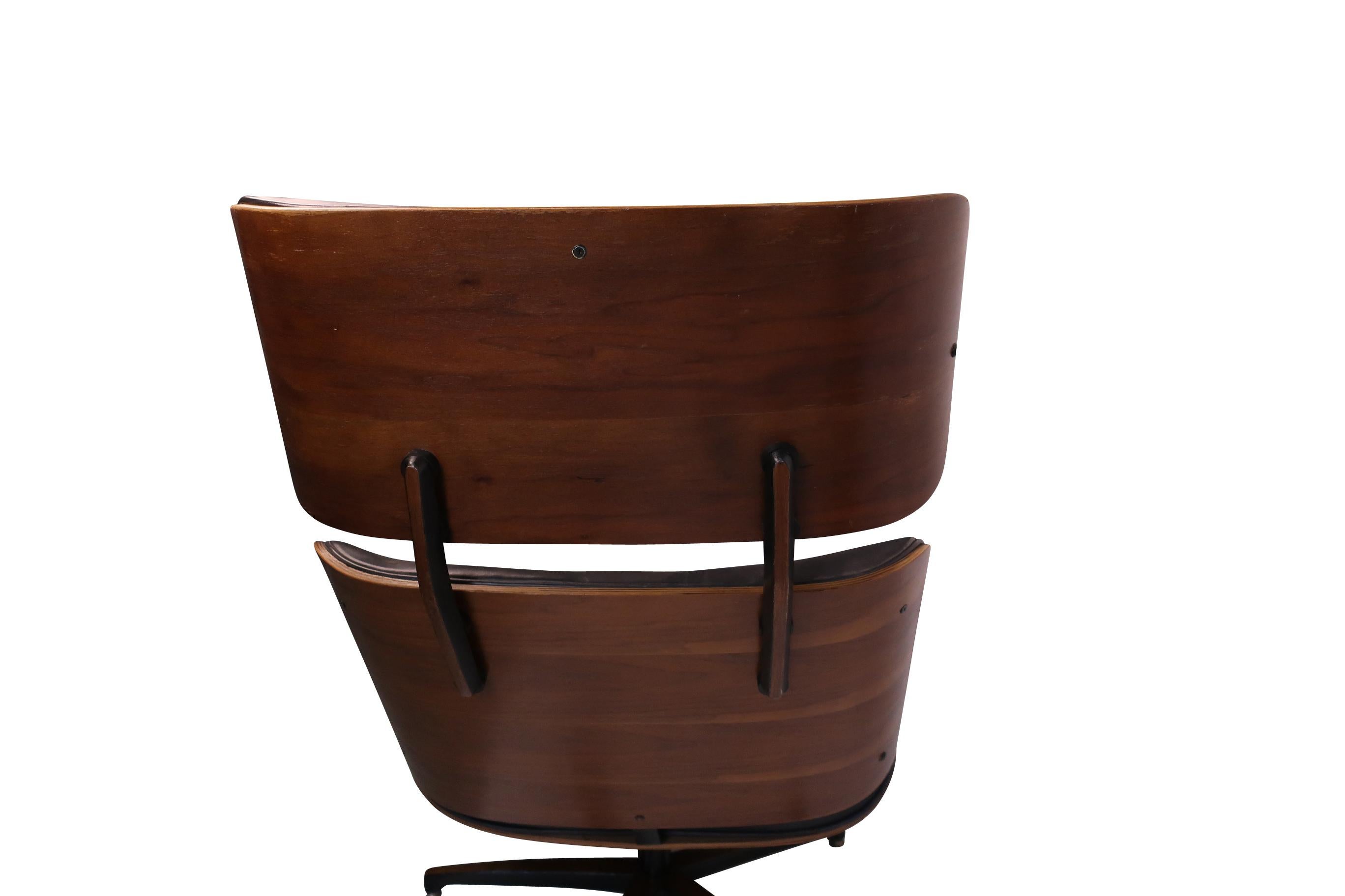 Chaise longue en cuir noir noyer Plycraft Design/One par George Mulhauser  en vente 10