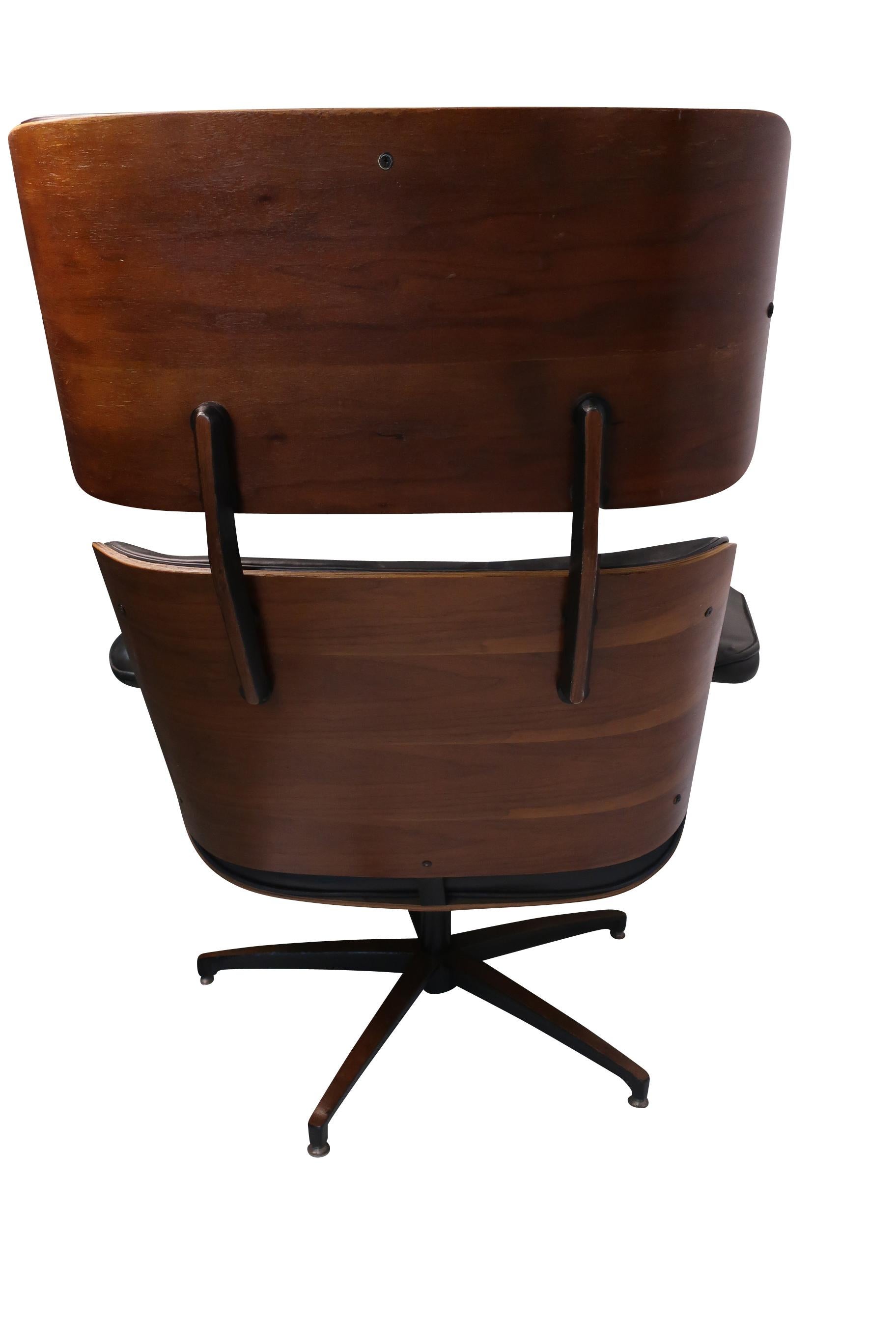 Chaise longue en cuir noir noyer Plycraft Design/One par George Mulhauser  en vente 11