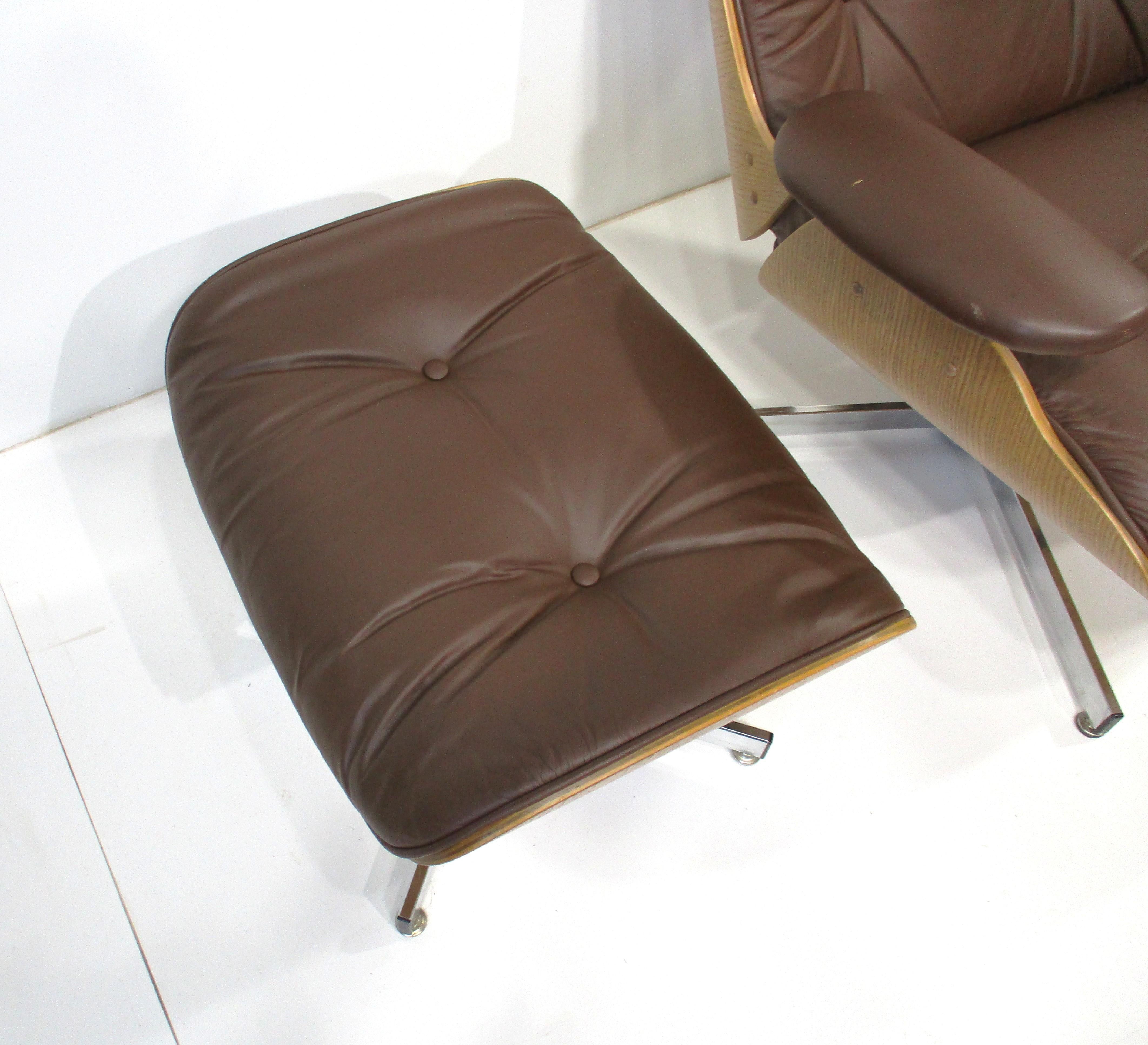 Eames Styled Leather Lounge Chair / Ottoman by Charlton en vente 5