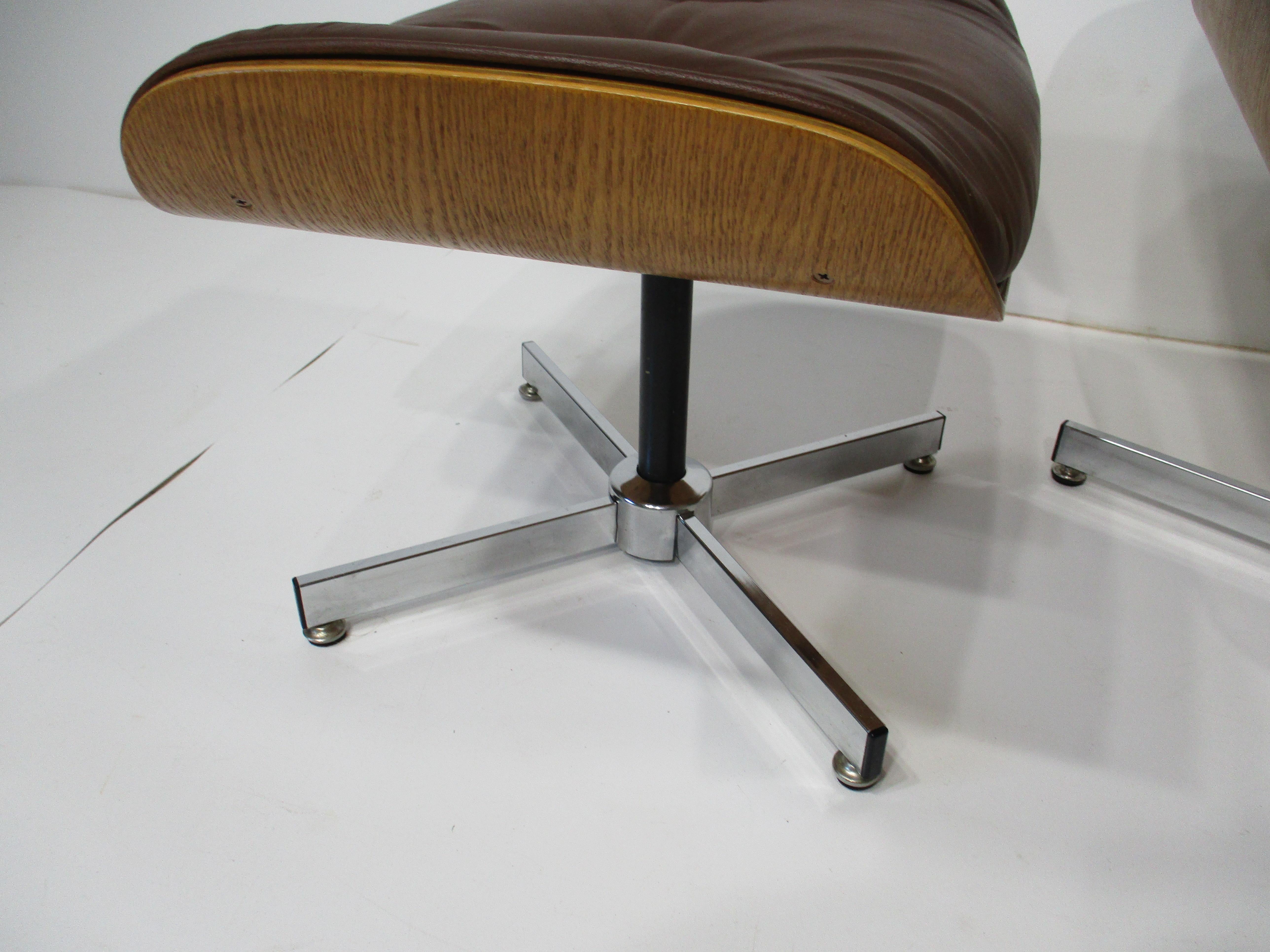 Eames Styled Leather Lounge Chair / Ottoman by Charlton en vente 6