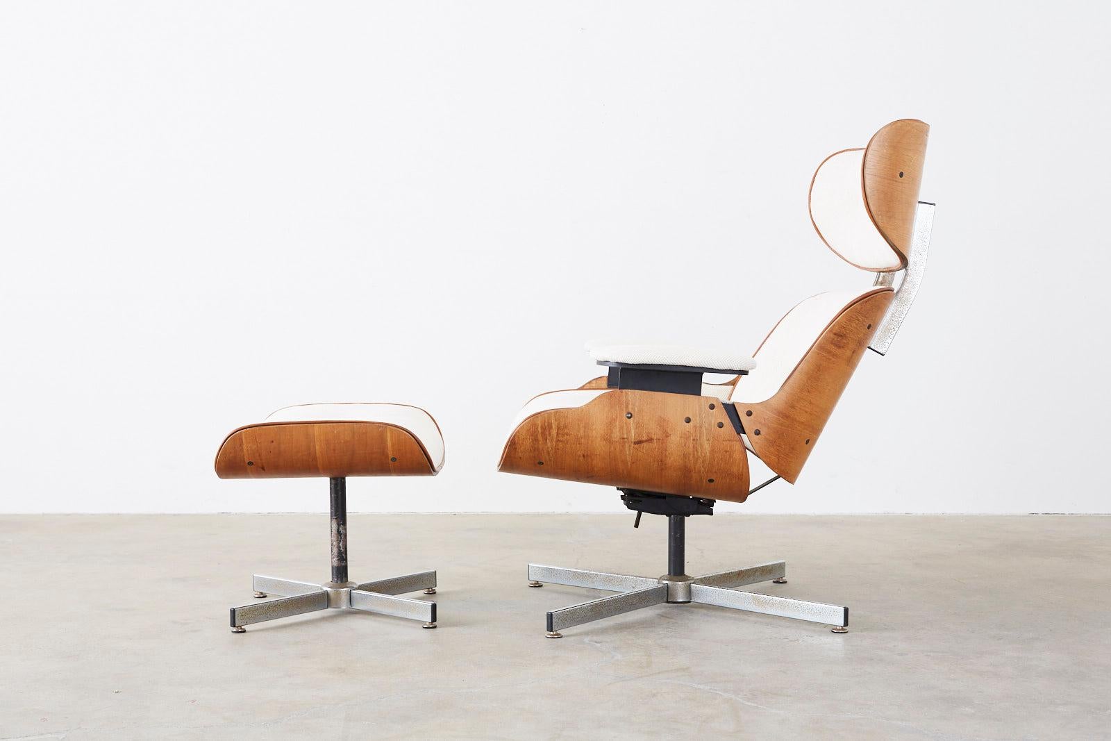 Mid-Century Modern Eames Styles Lounge Chair and Ottoman by Plycraft
