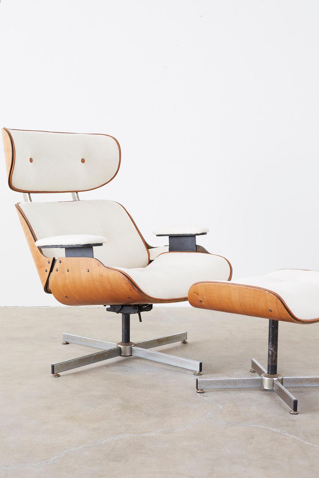 Hand-Crafted Eames Styles Lounge Chair and Ottoman by Plycraft