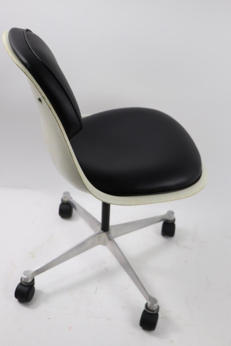 Eames Swivel Desk Chair With Attached Pad Upholstery For Sale At