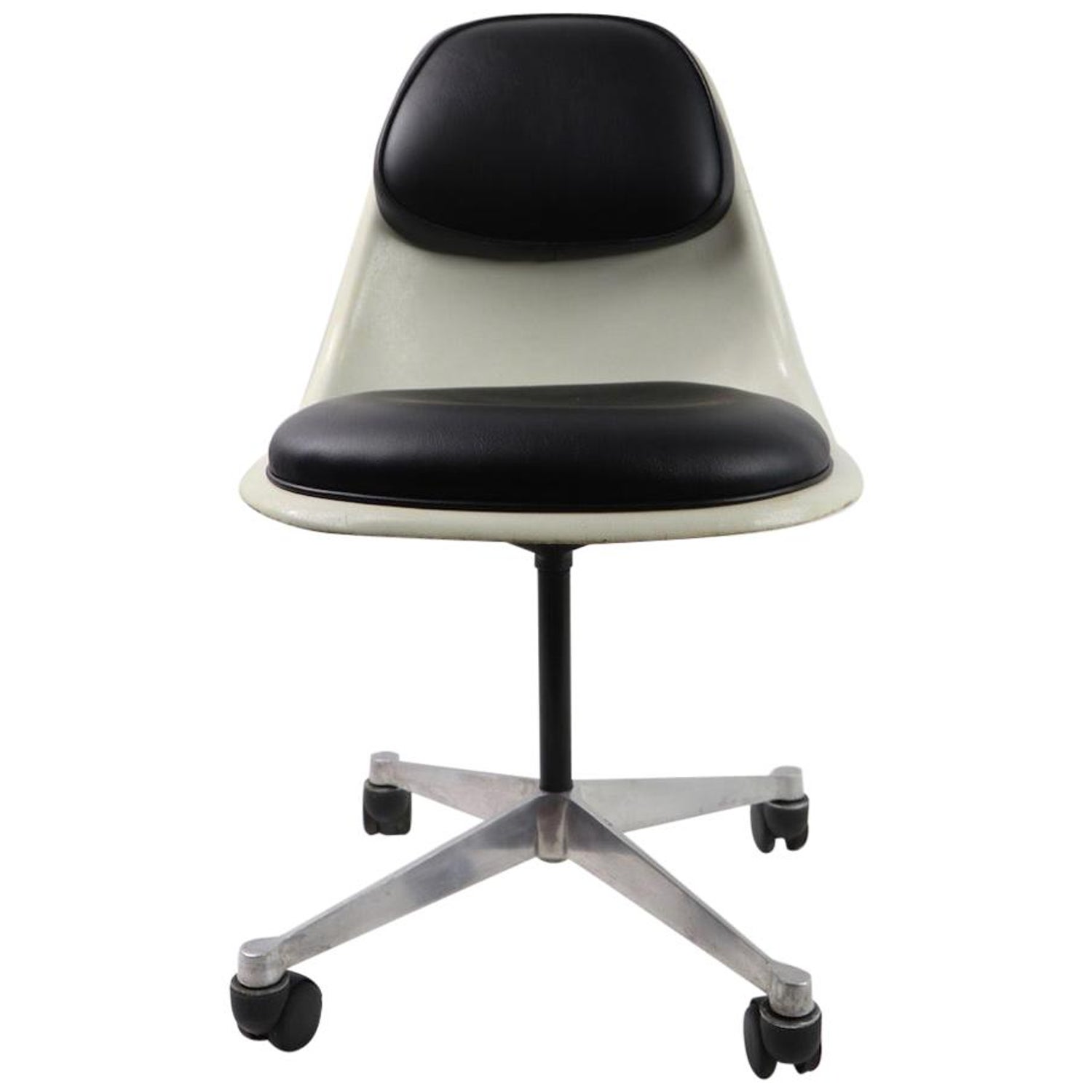 Eames Swivel Desk Chair With Attached Pad Upholstery For Sale At