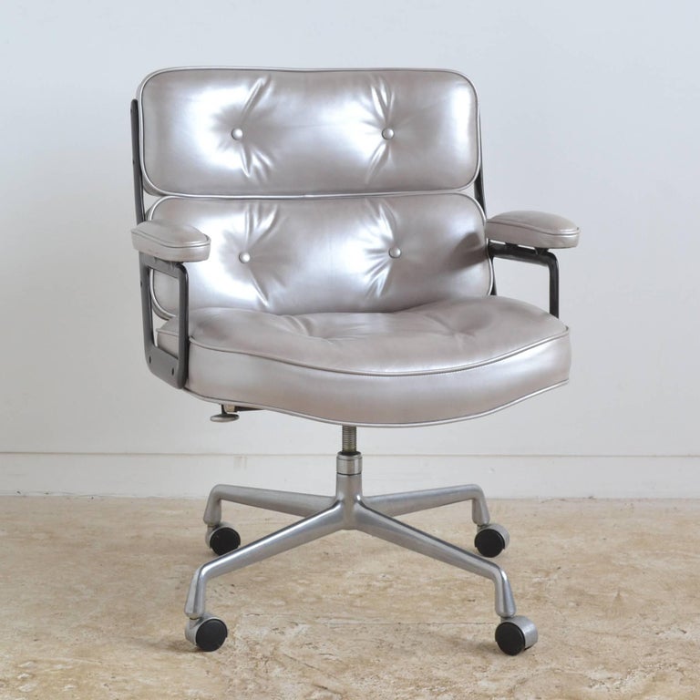 Eames Time-Life Chair by Herman Miller with Silver Leather 3